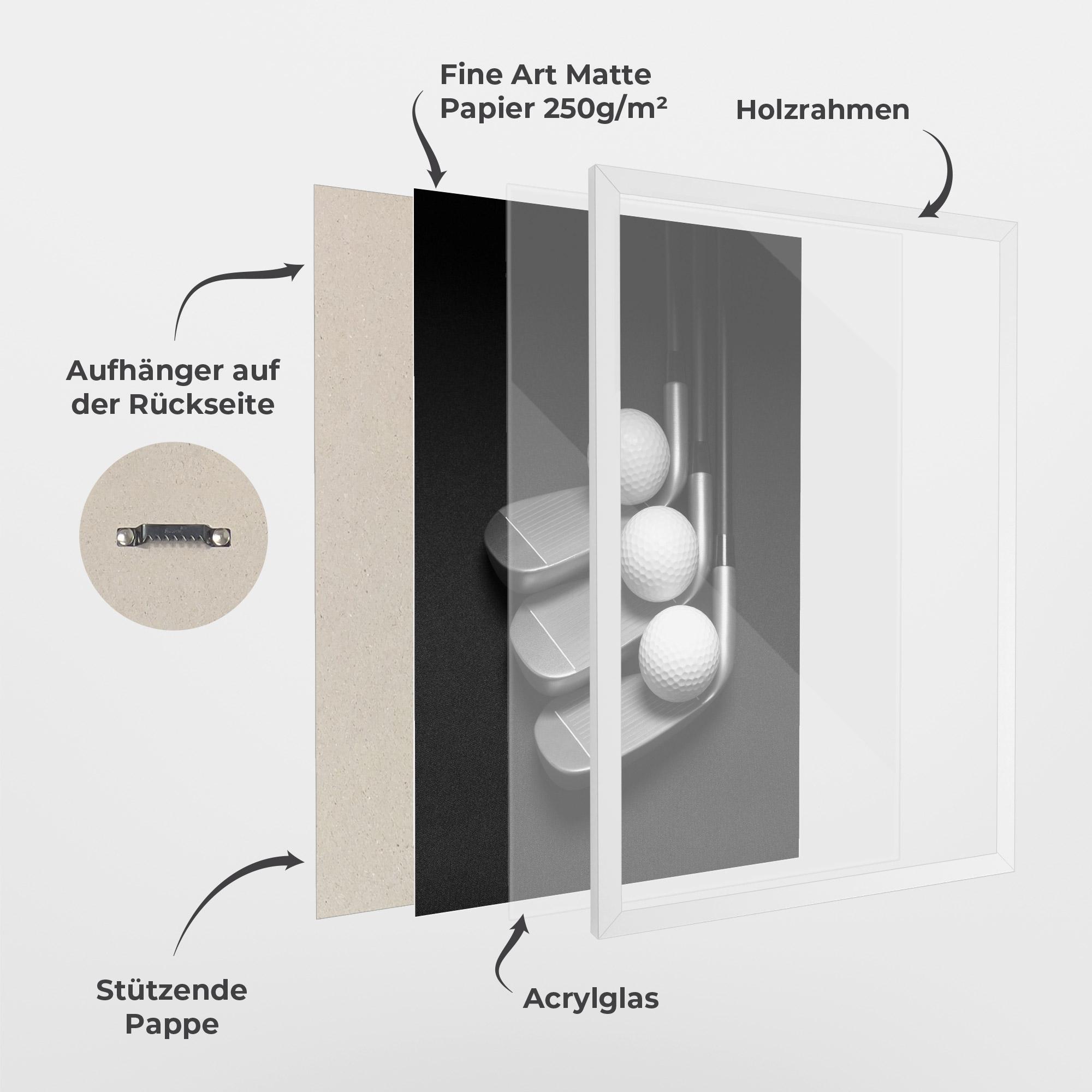 Gerahmte Poster 3 Golf Balls mockup 1