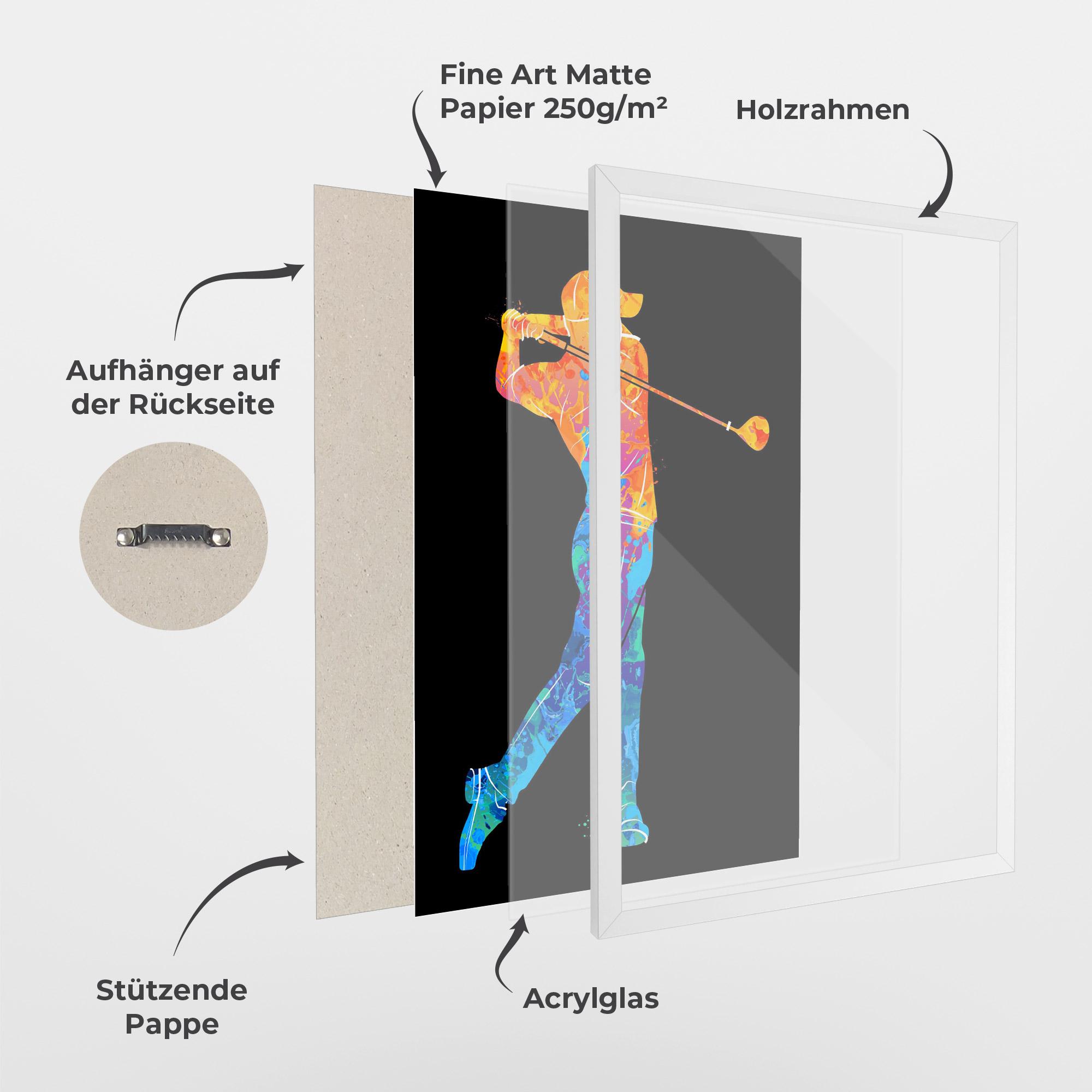 Gerahmte Poster Color Mix Golf mockup 1