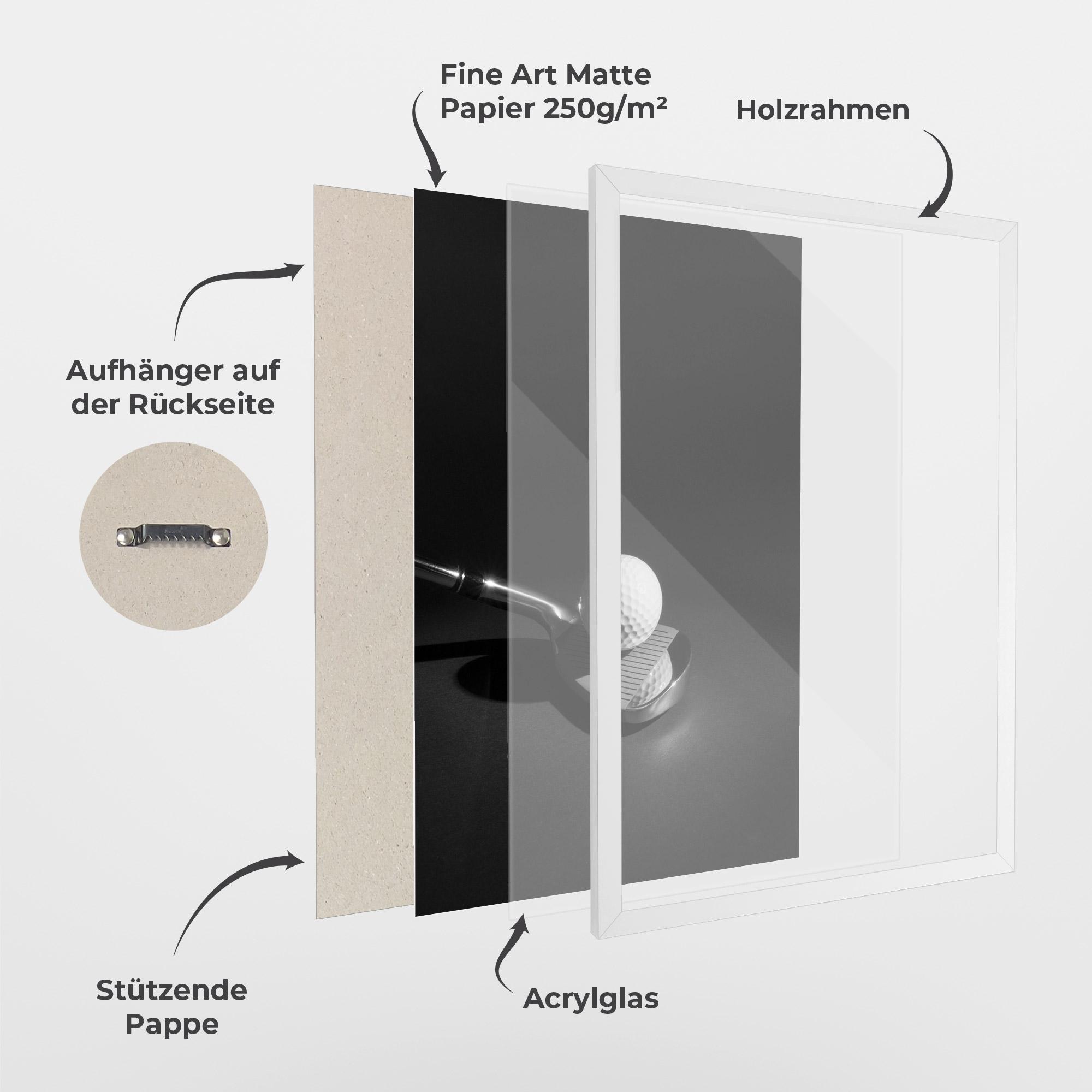 Gerahmte Poster Golf Equipment mockup 1