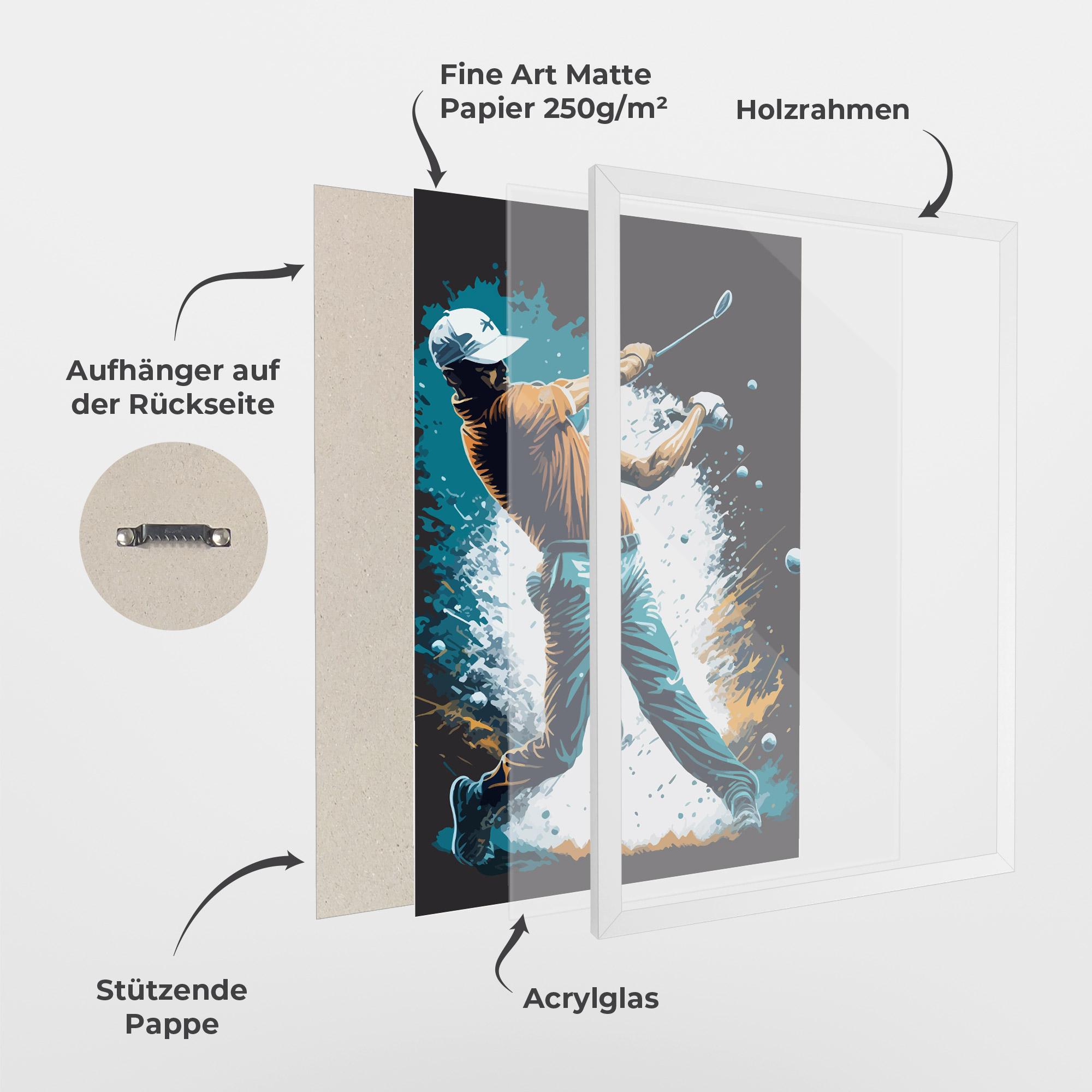 Gerahmte Poster Golf On Grey mockup 1