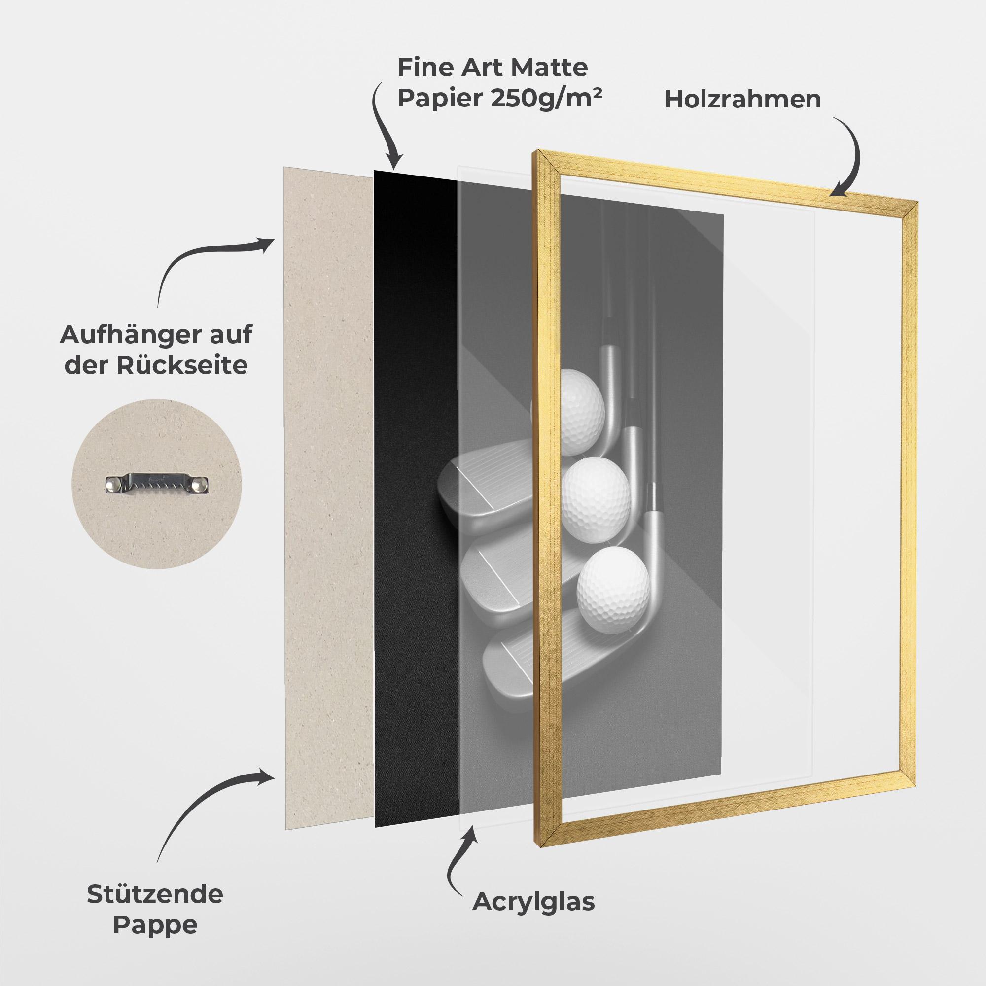 Gerahmte Poster 3 Golf Balls mockup 1