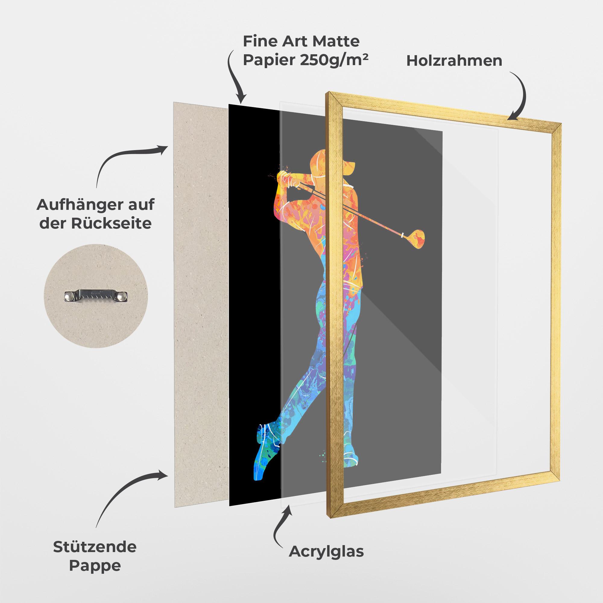 Gerahmte Poster Color Mix Golf mockup 1