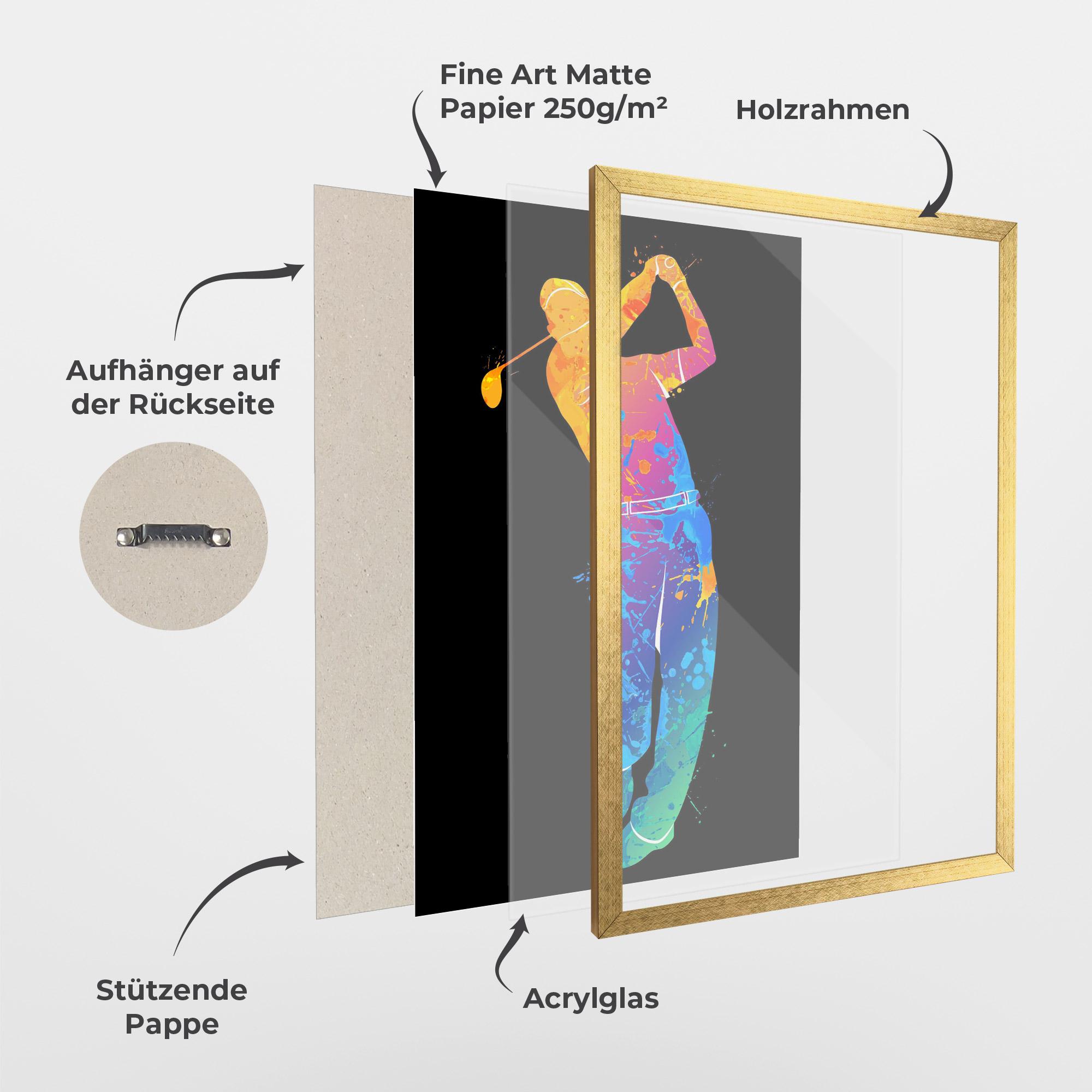 Gerahmte Poster Golf Color Art mockup 1