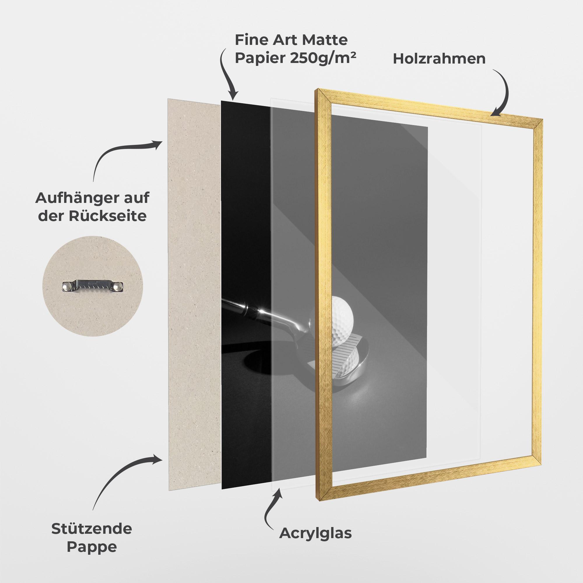 Gerahmte Poster Golf Equipment mockup 1