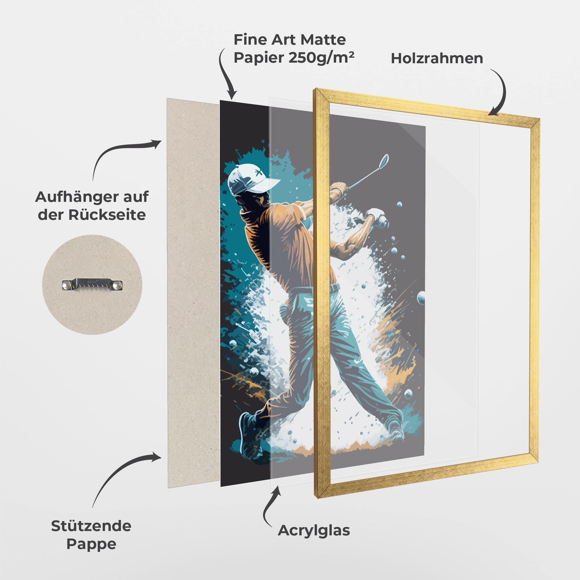 Gerahmte Poster Golf On Grey mockup 1