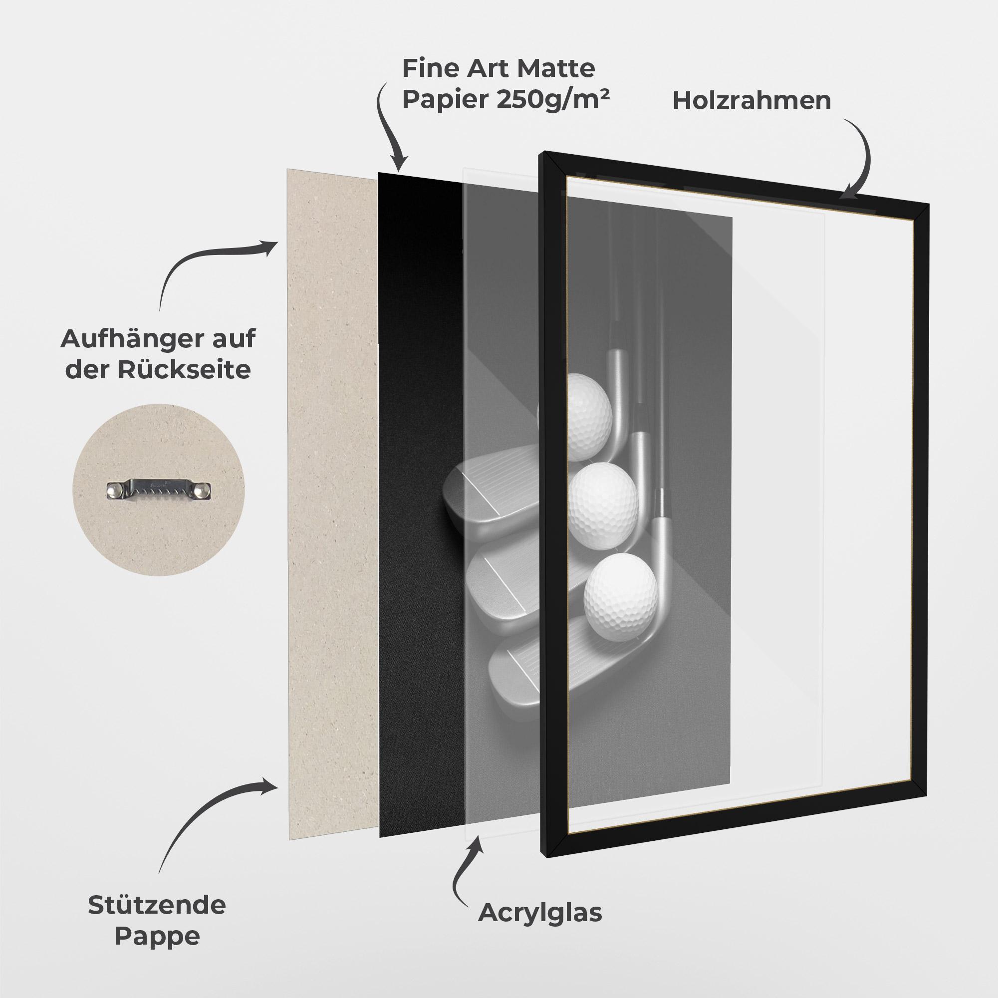 Gerahmte Poster 3 Golf Balls mockup 1