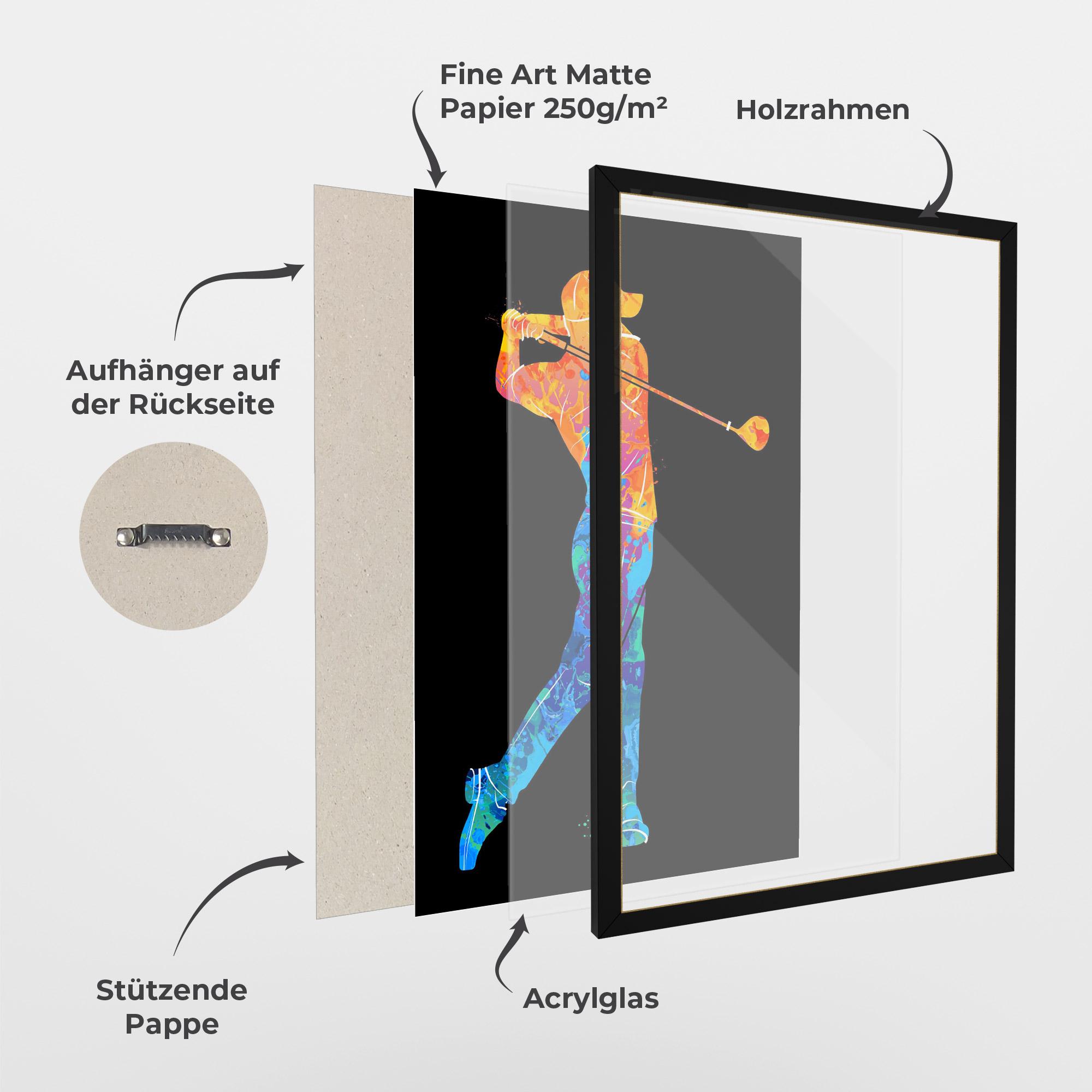 Gerahmte Poster Color Mix Golf mockup 1