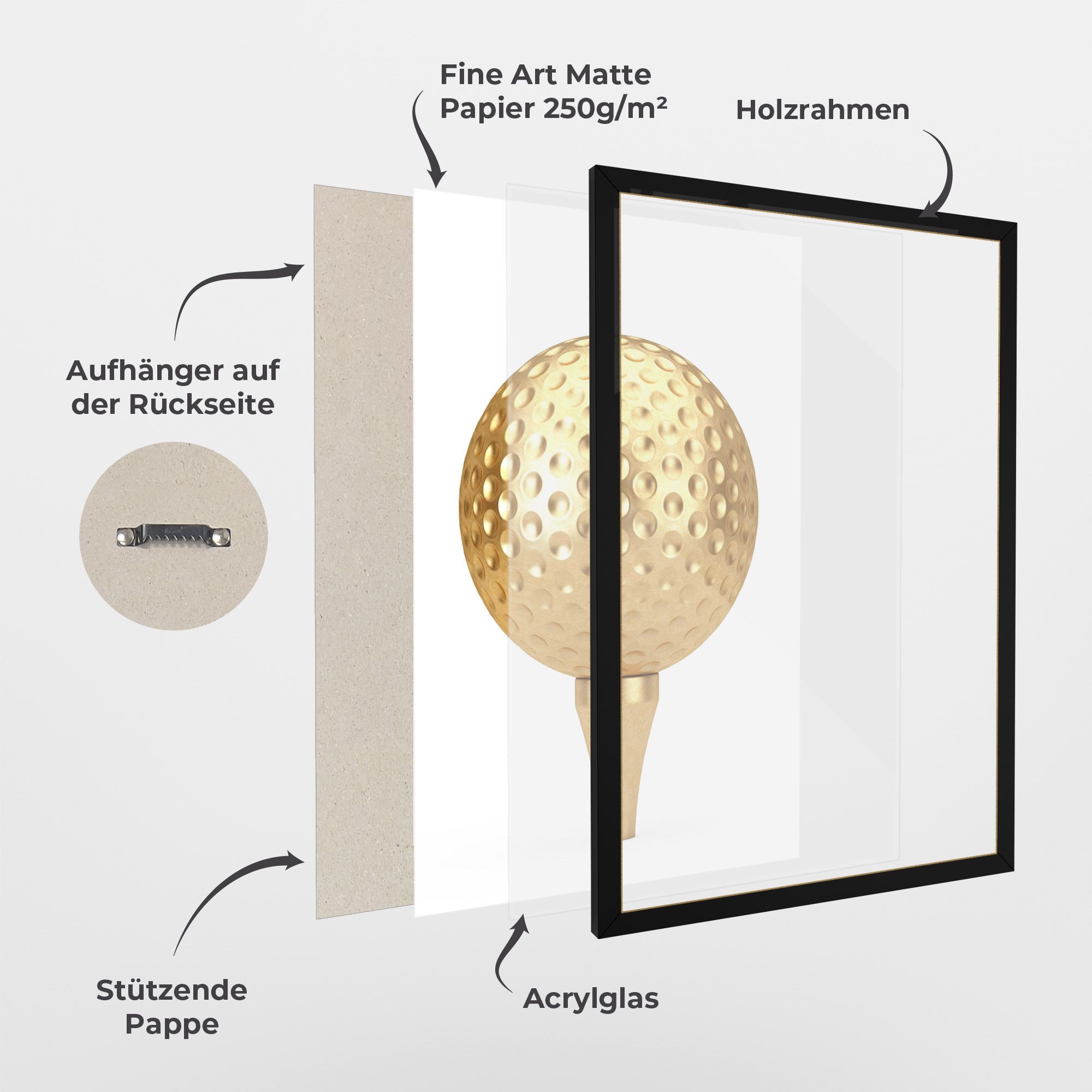 Golden Golf Ball mockup 1