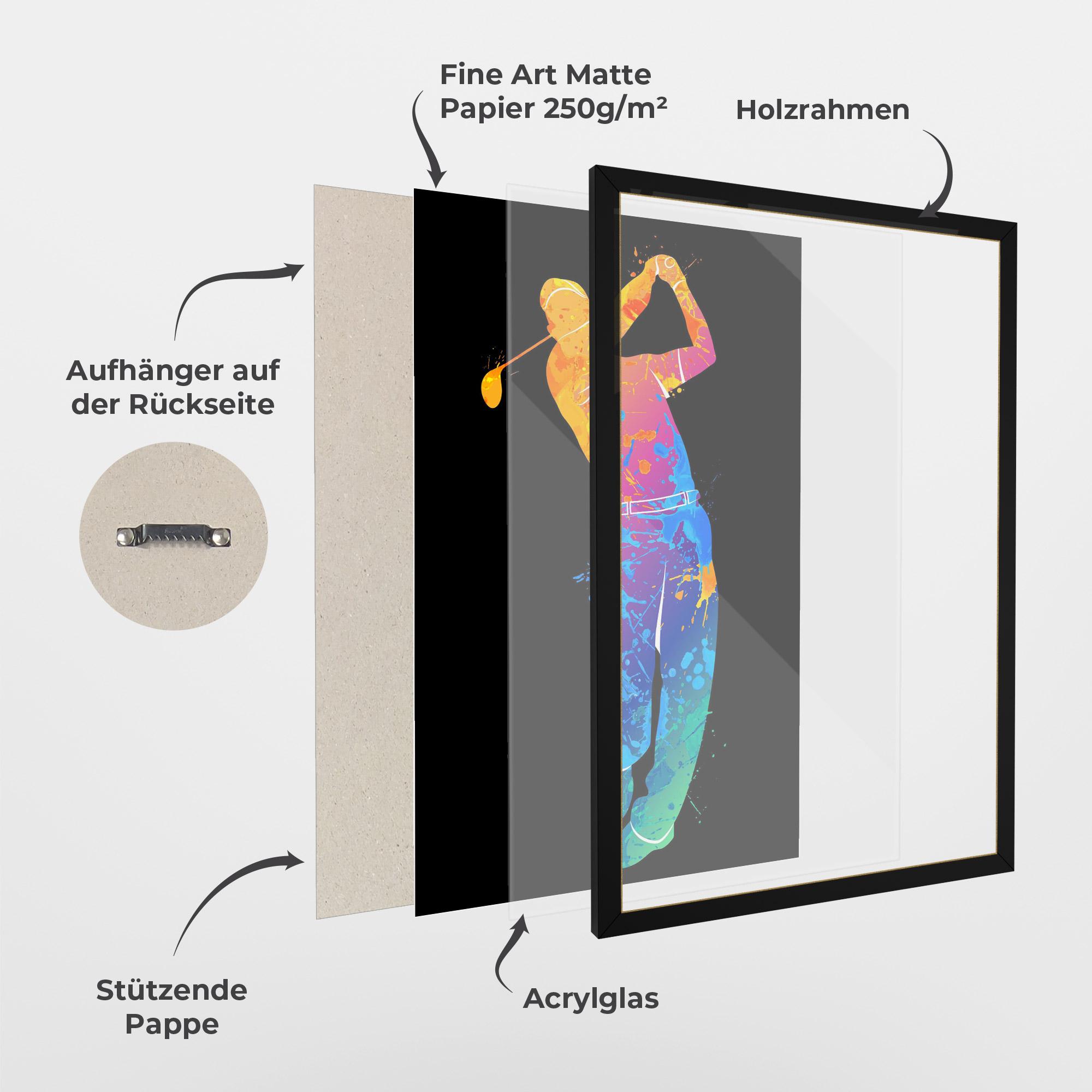 Gerahmte Poster Golf Color Art mockup 1