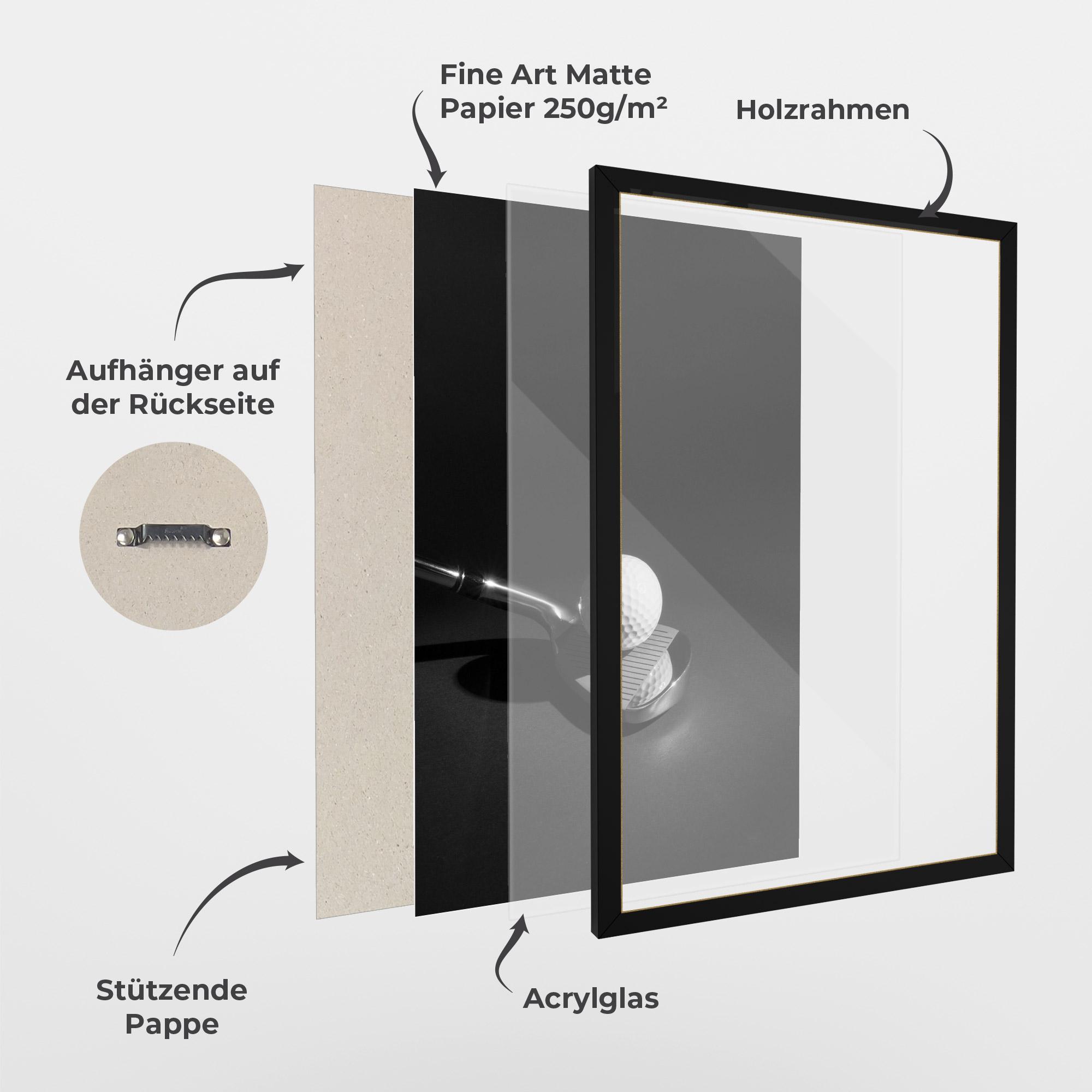 Gerahmte Poster Golf Equipment mockup 1