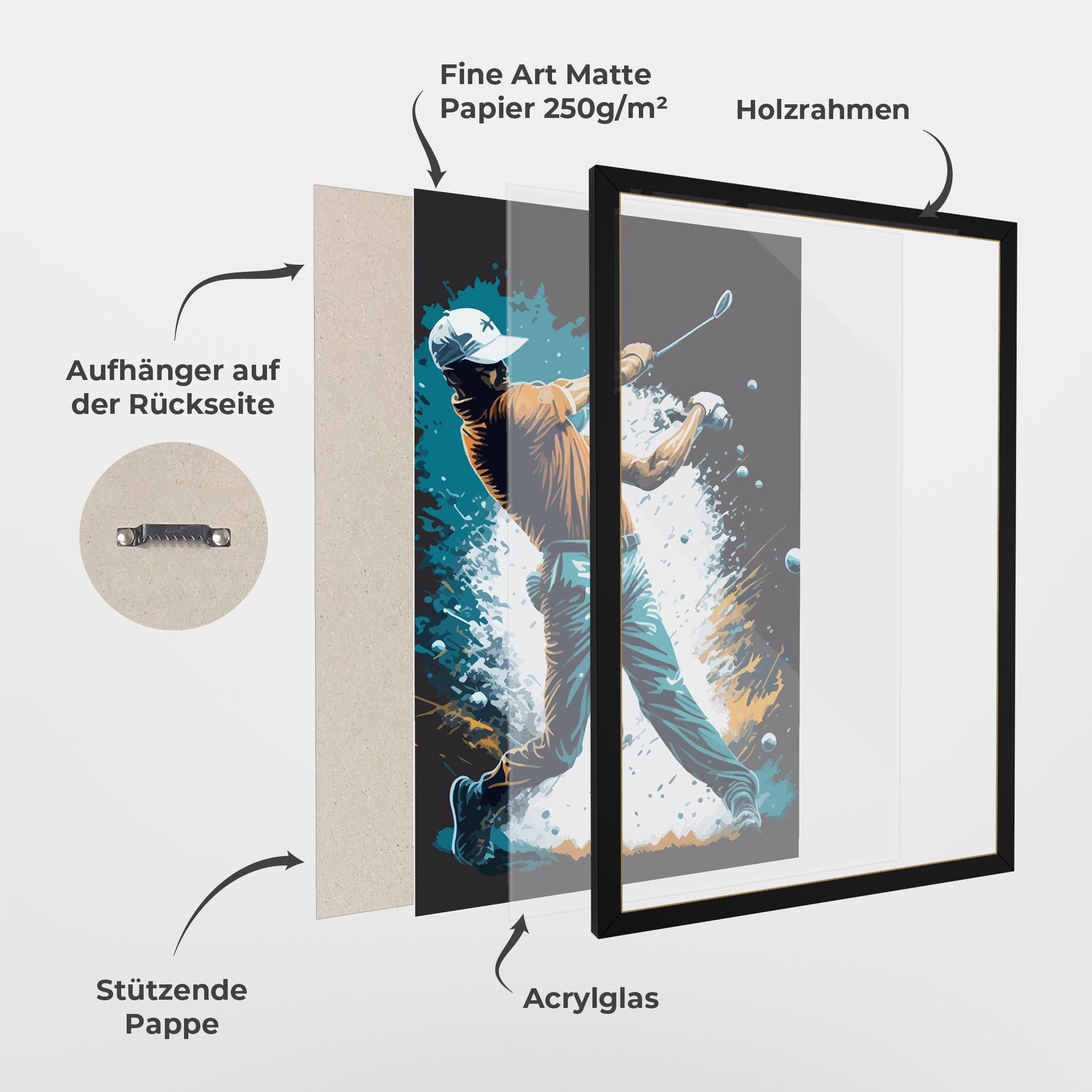 Gerahmte Poster Golf On Grey mockup 1