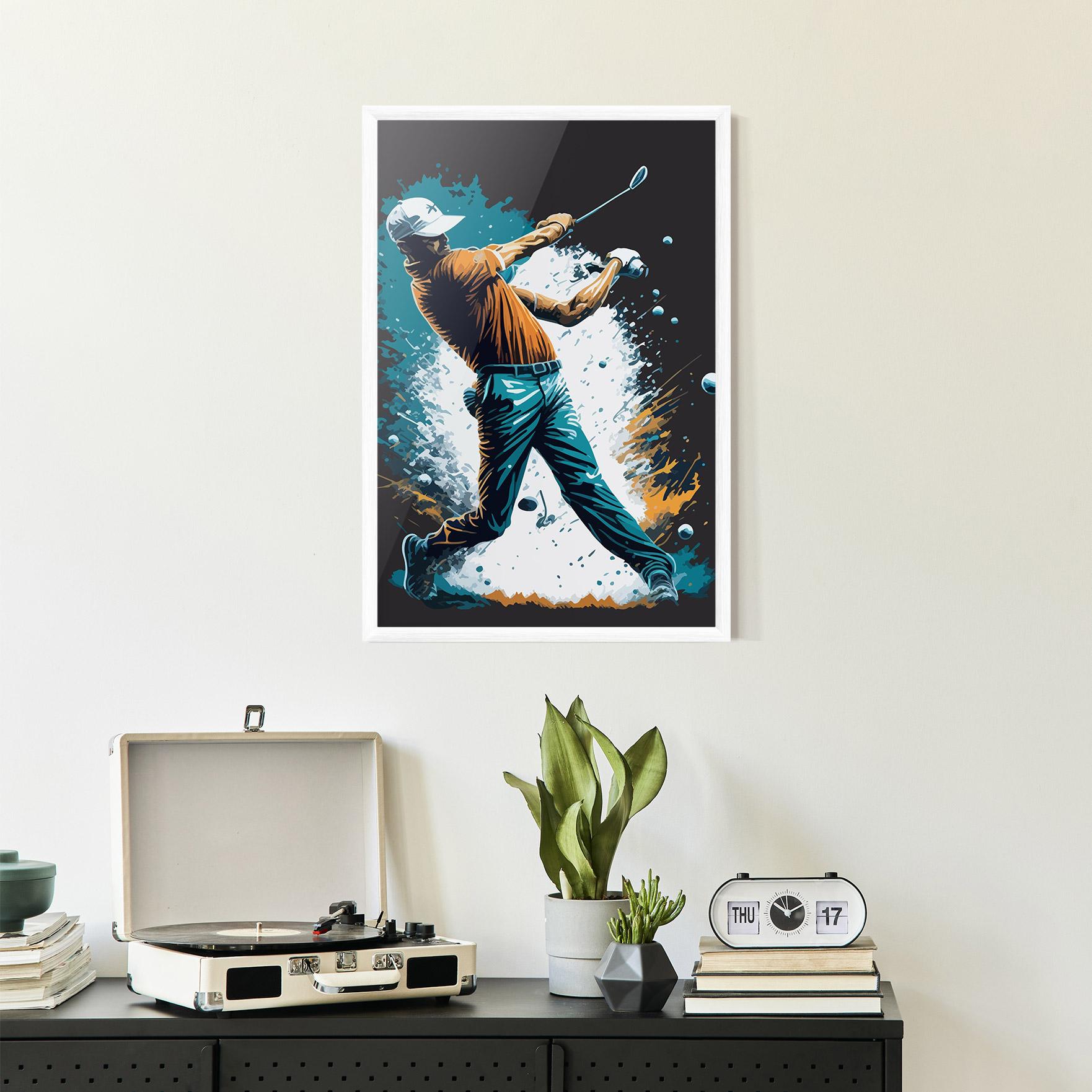 Gerahmte Poster Golf On Grey mockup 2