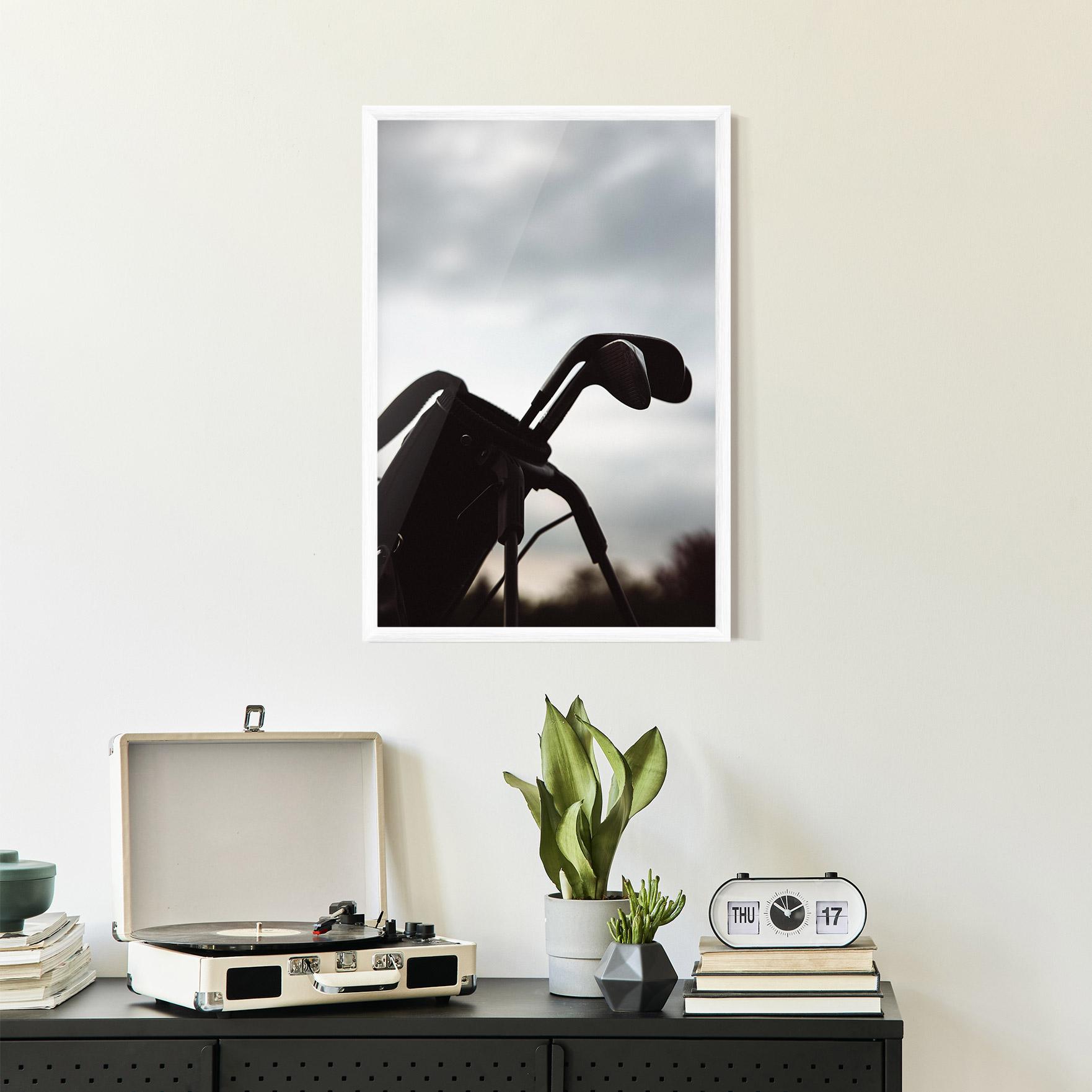 Gerahmte Poster Golf Set Shilouette mockup 2