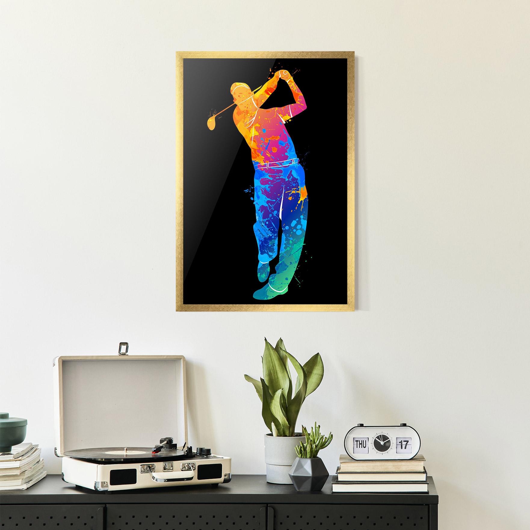 Gerahmte Poster Golf Color Art mockup 2