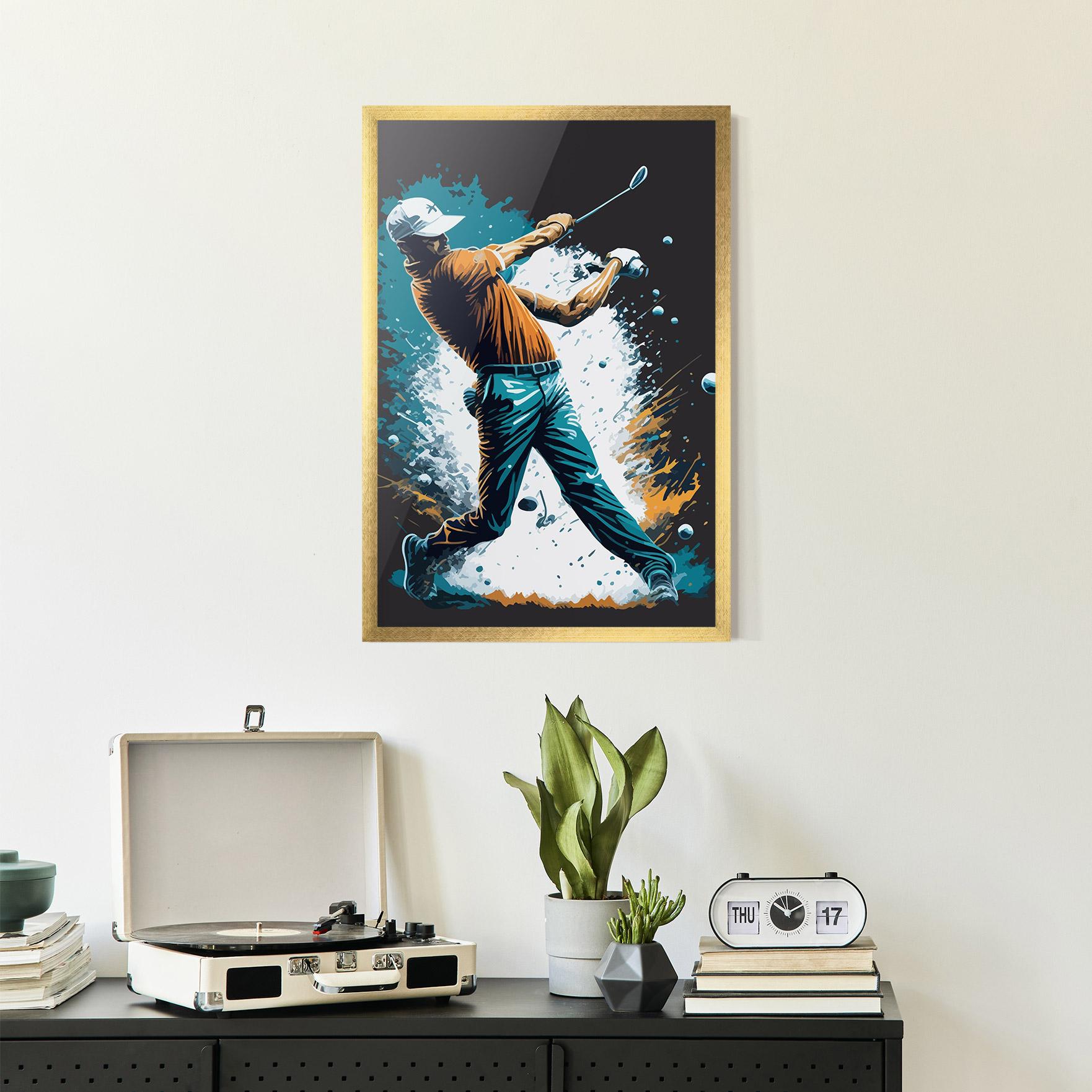 Gerahmte Poster Golf On Grey mockup 2