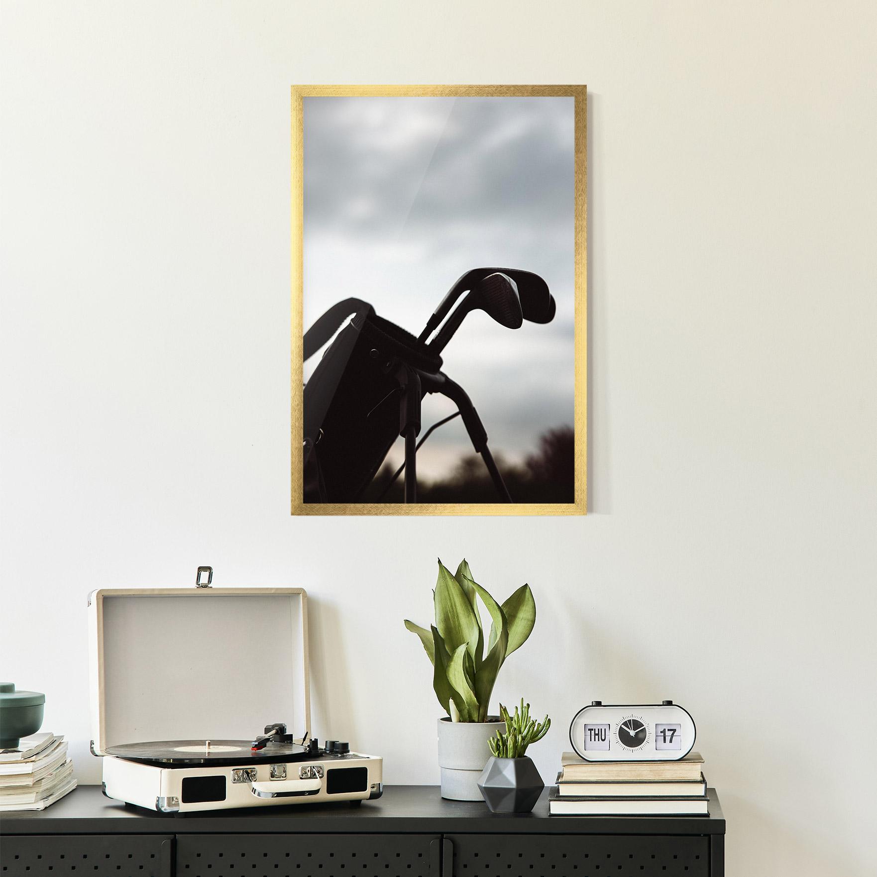 Gerahmte Poster Golf Set Shilouette mockup 2