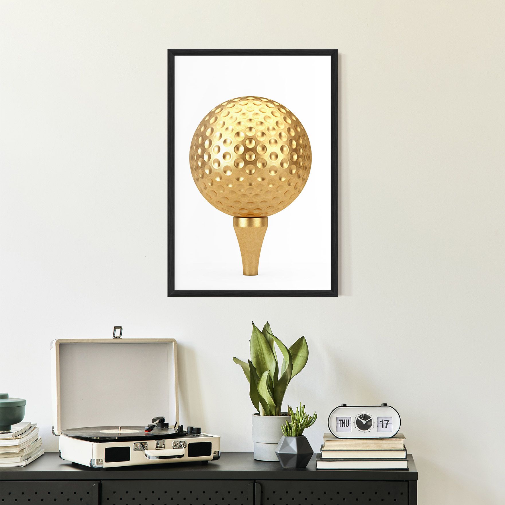 Golden Golf Ball mockup 2