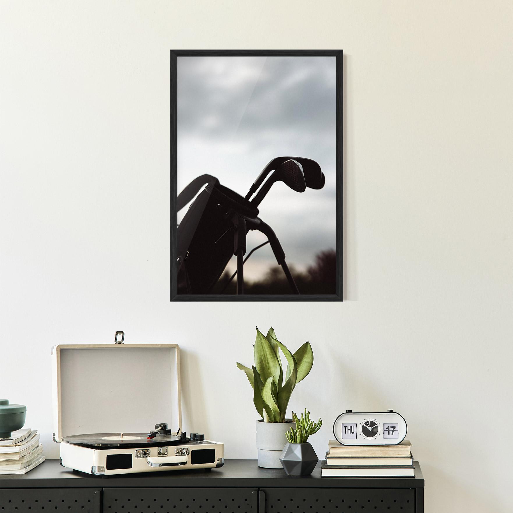 Gerahmte Poster Golf Set Shilouette mockup 2