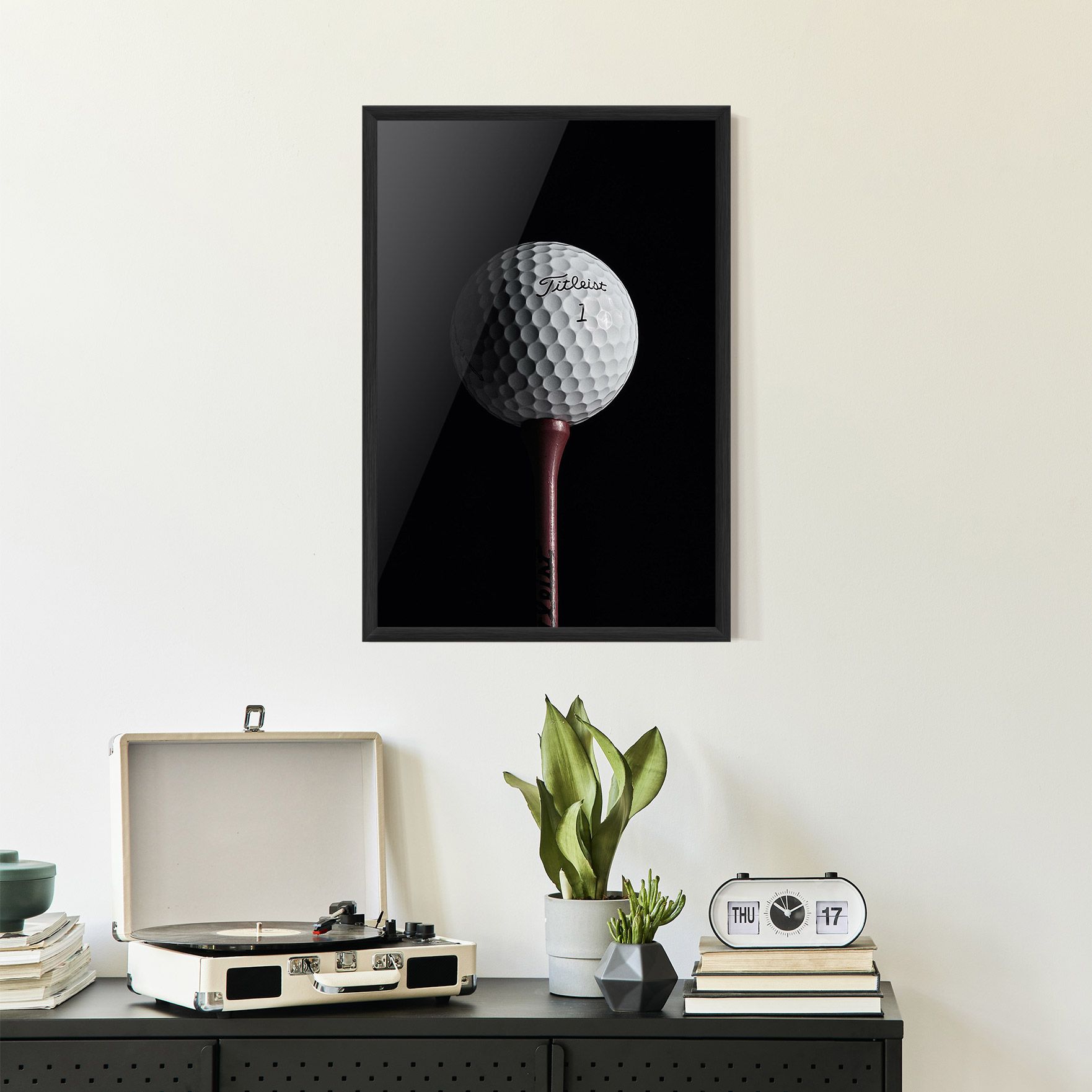 White Golf Ball On Black mockup 2