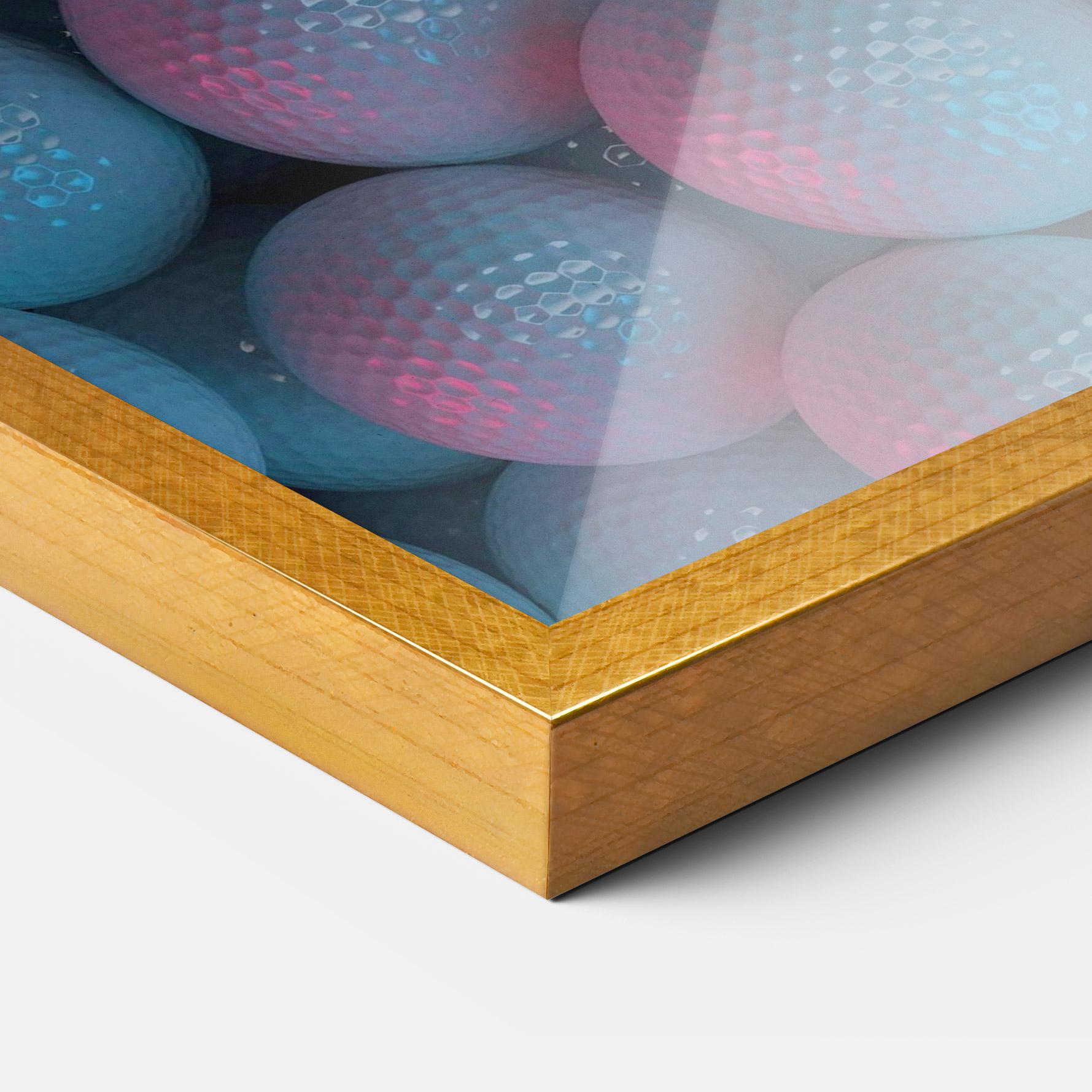 Gerahmte Poster Blue Light Golf Ball mockup 3