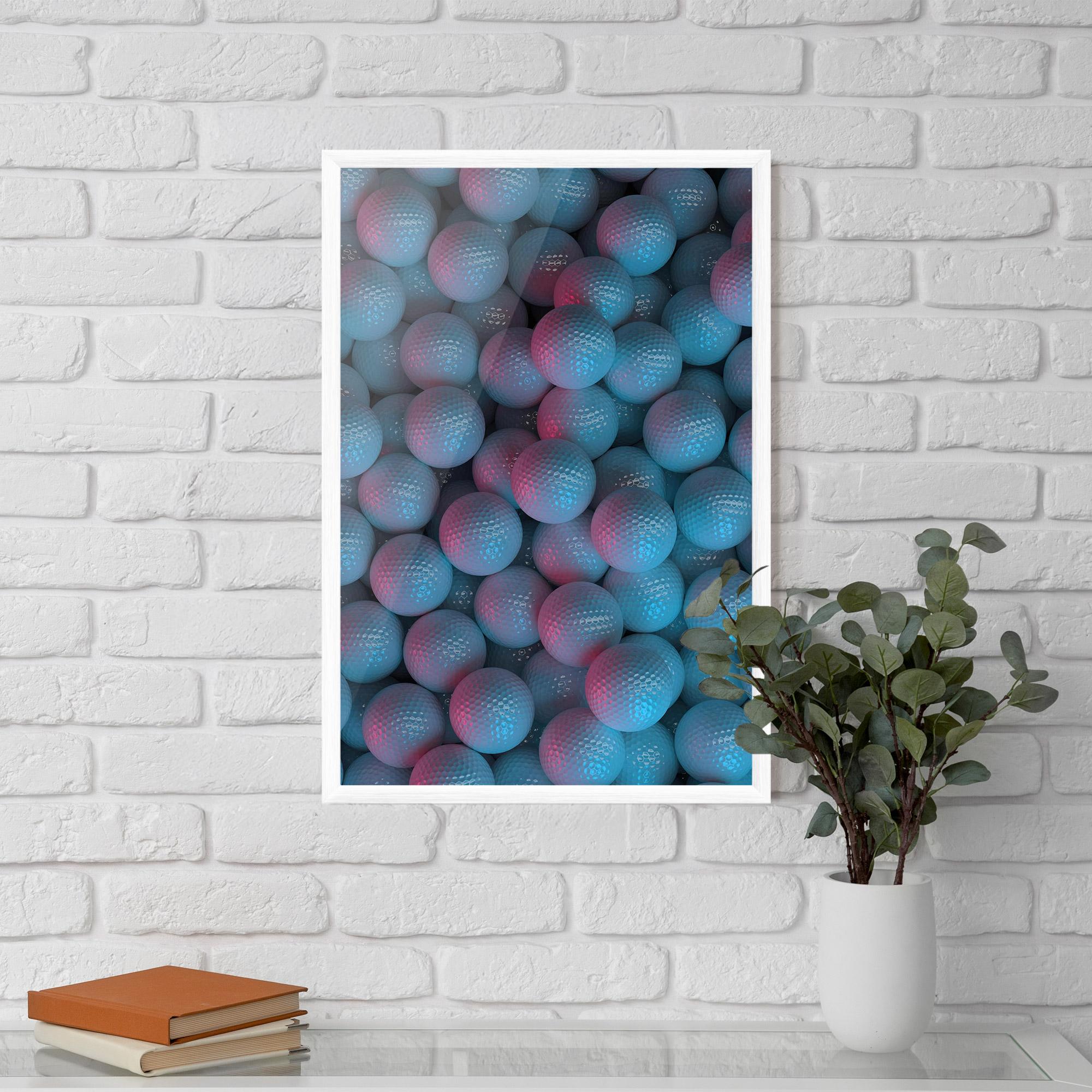 Gerahmte Poster Blue Light Golf Ball mockup 5