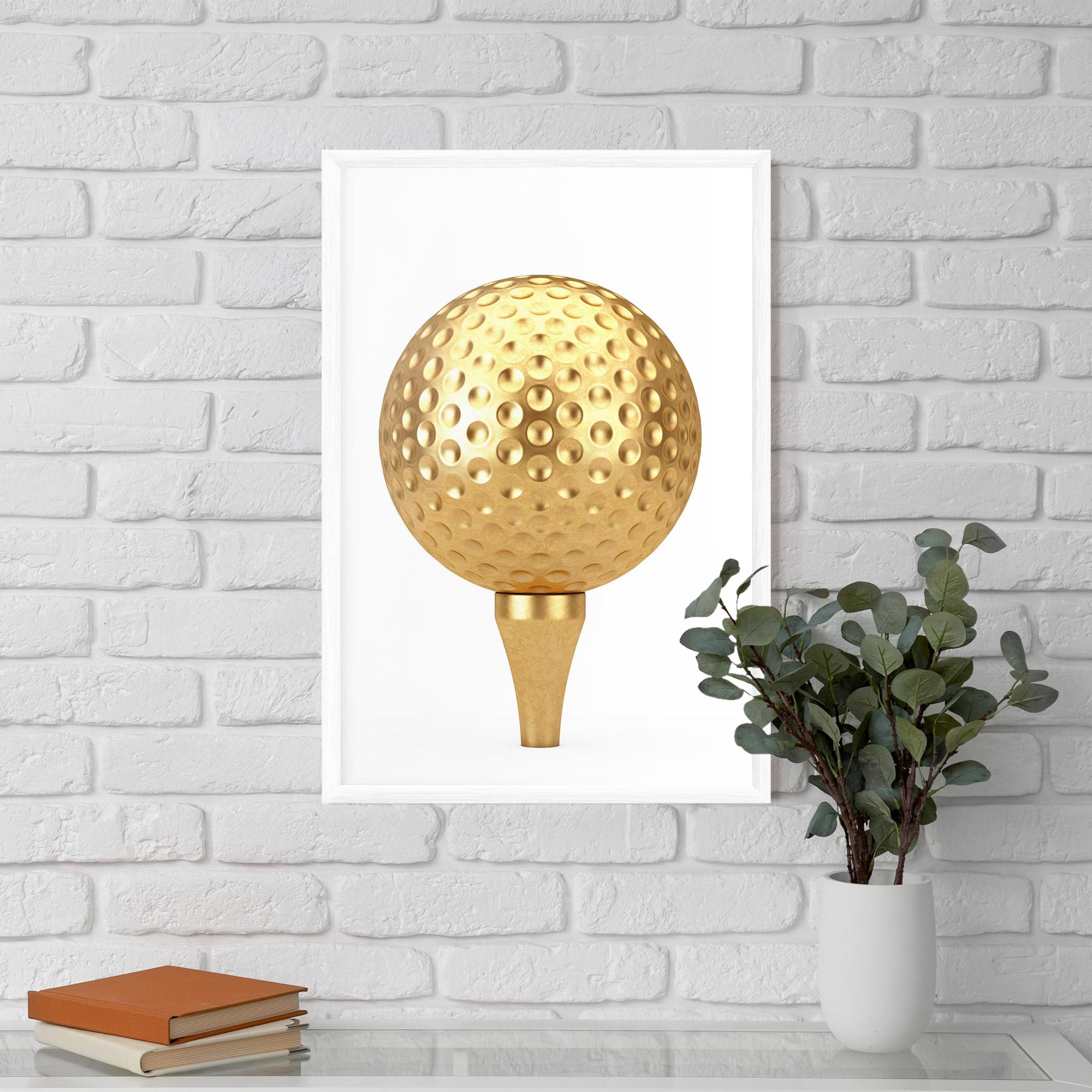 Gerahmte Poster Golden Golf Ball mockup 5