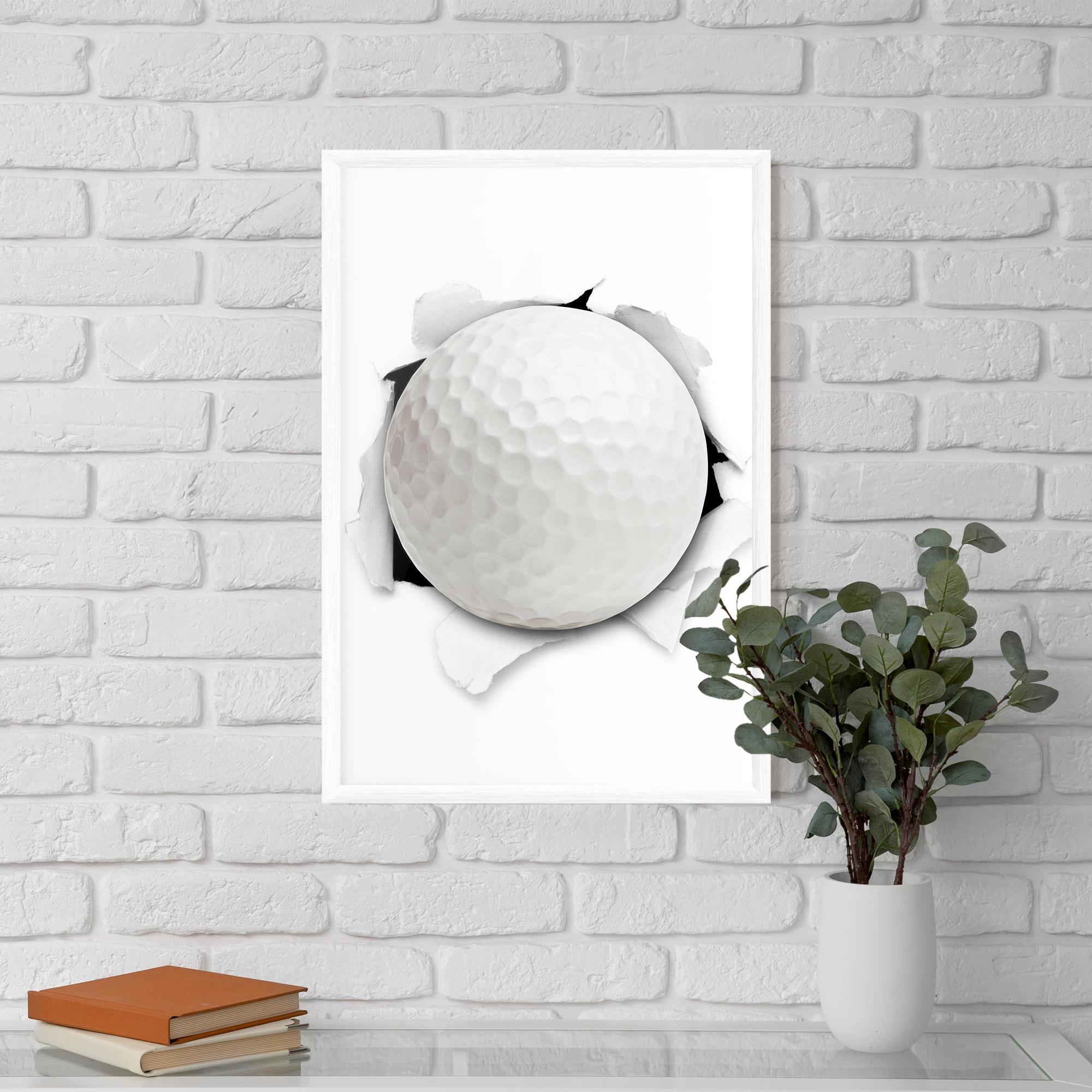 Gerahmte Poster Golf Ball Bursting Hole mockup 5