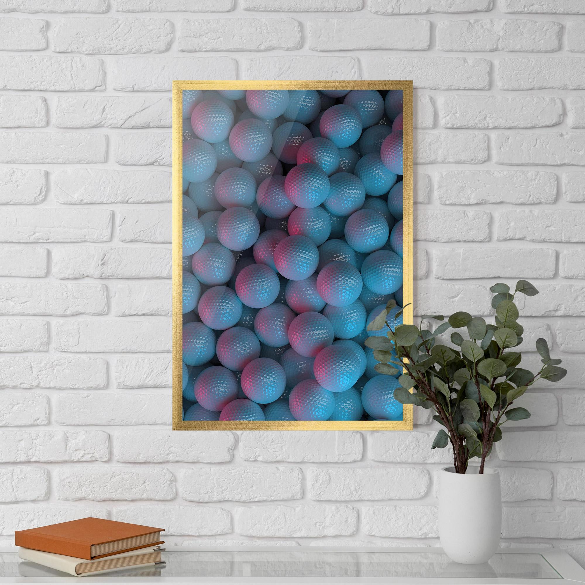 Gerahmte Poster Blue Light Golf Ball mockup 5