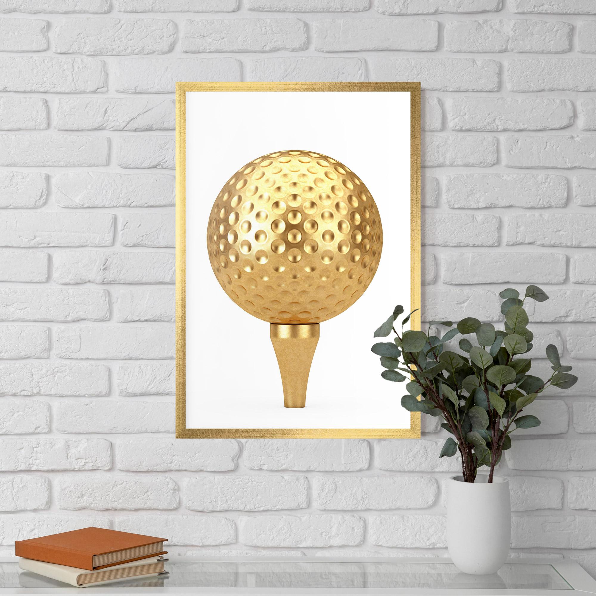 Gerahmte Poster Golden Golf Ball mockup 5