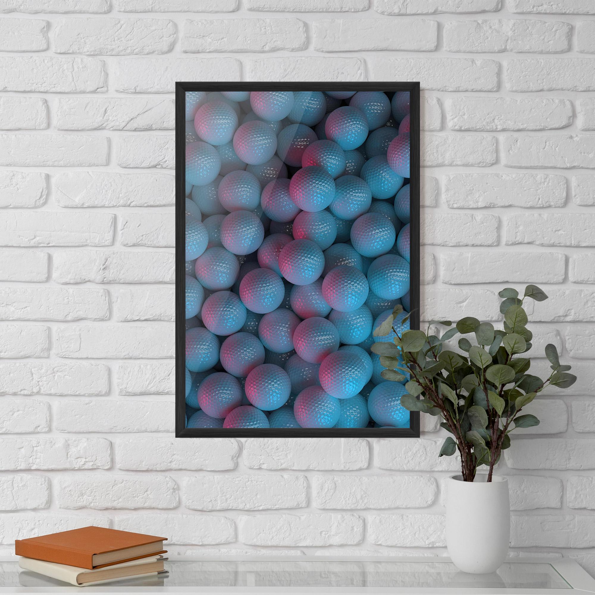 Gerahmte Poster Blue Light Golf Ball mockup 5