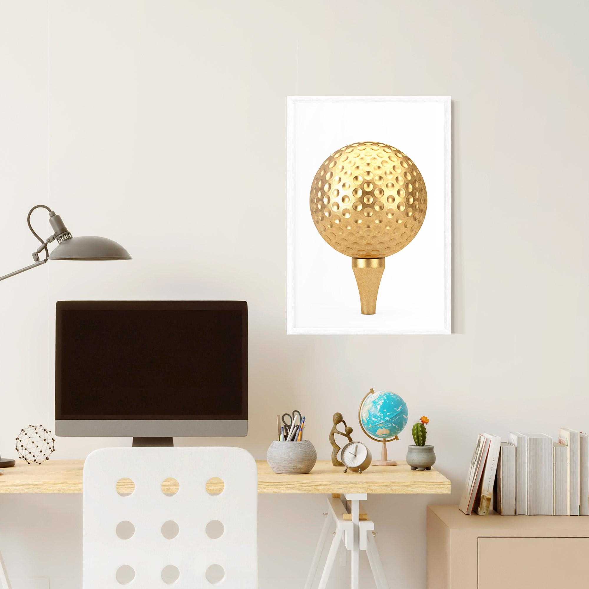 Gerahmte Poster Golden Golf Ball mockup 6
