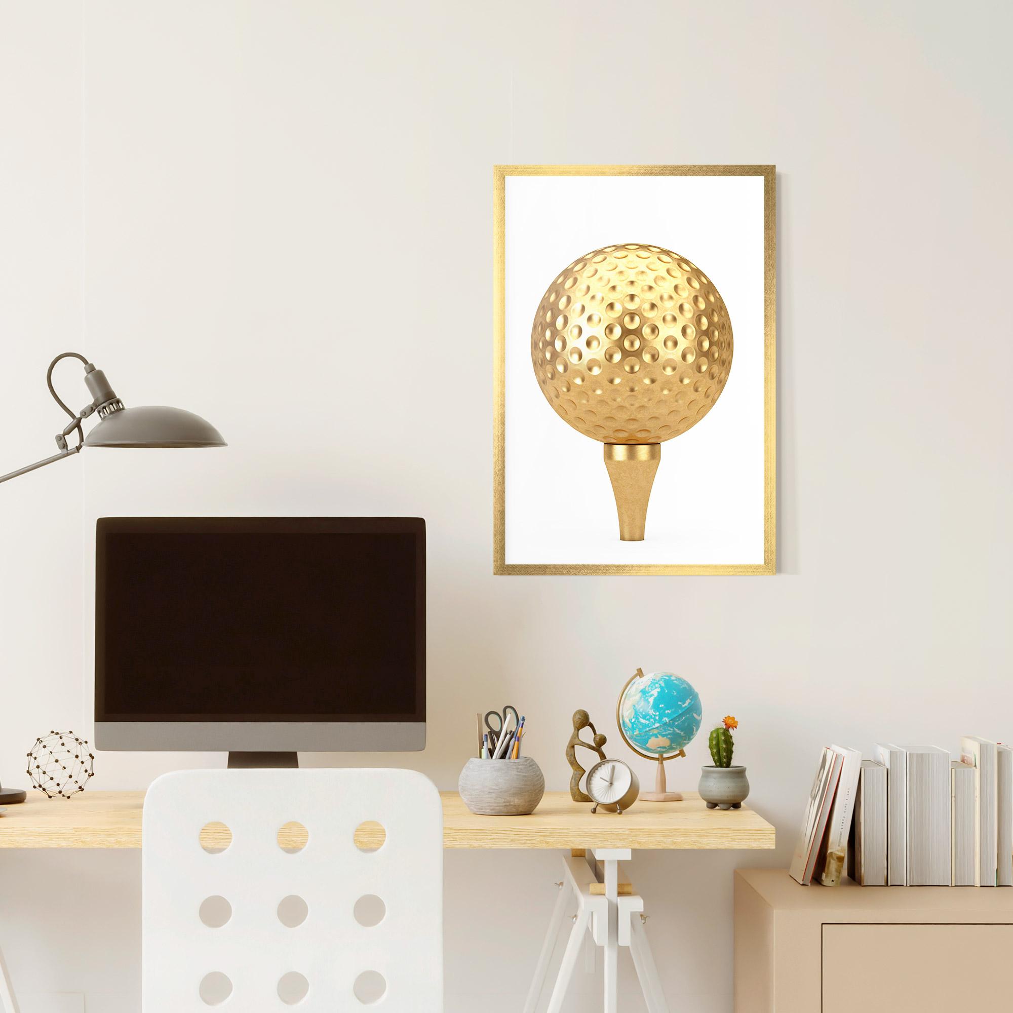 Gerahmte Poster Golden Golf Ball mockup 6