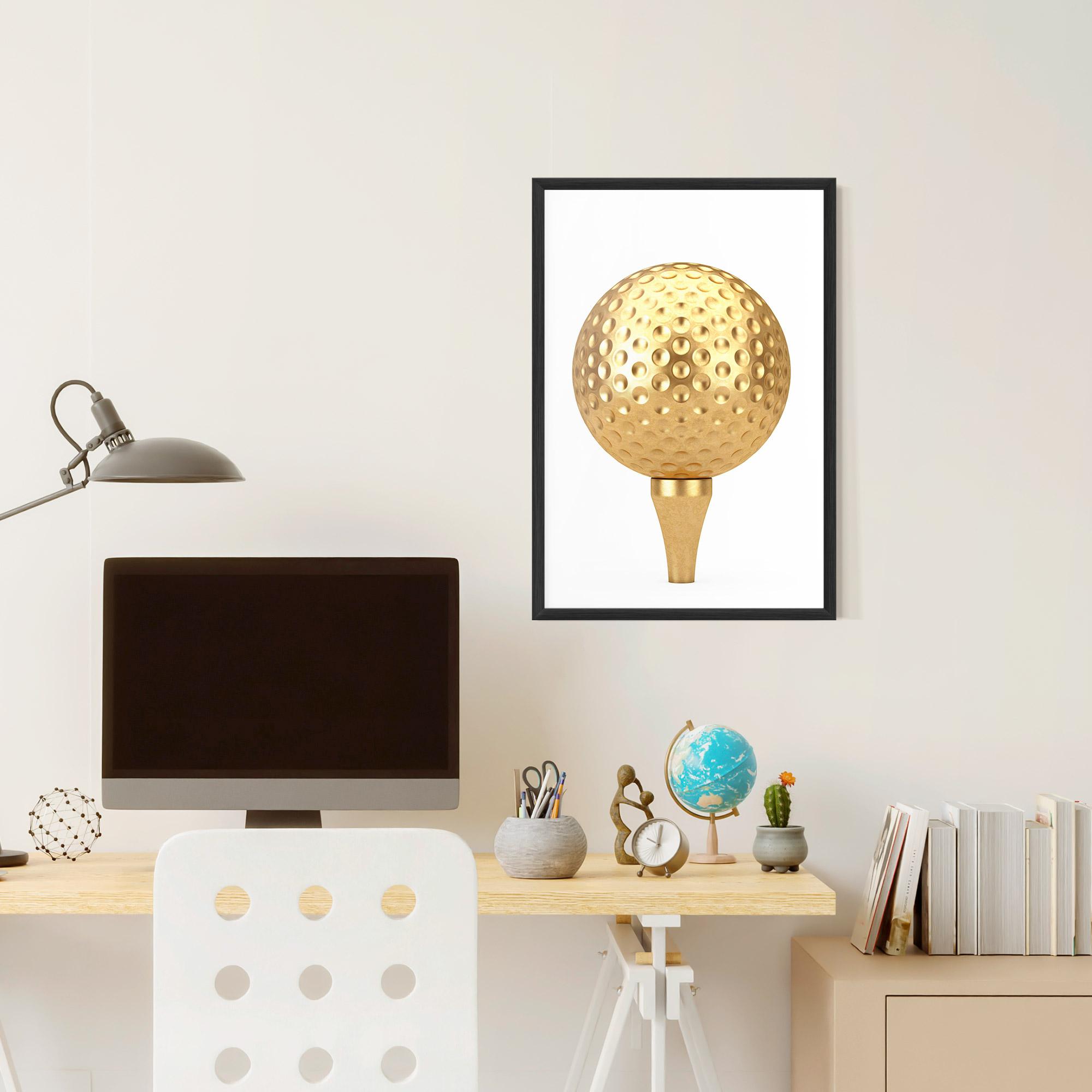Gerahmte Poster Golden Golf Ball mockup 6