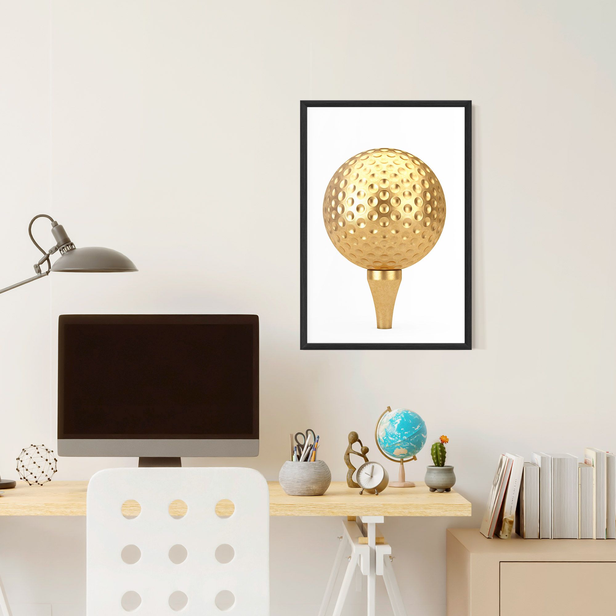 Golden Golf Ball mockup 6