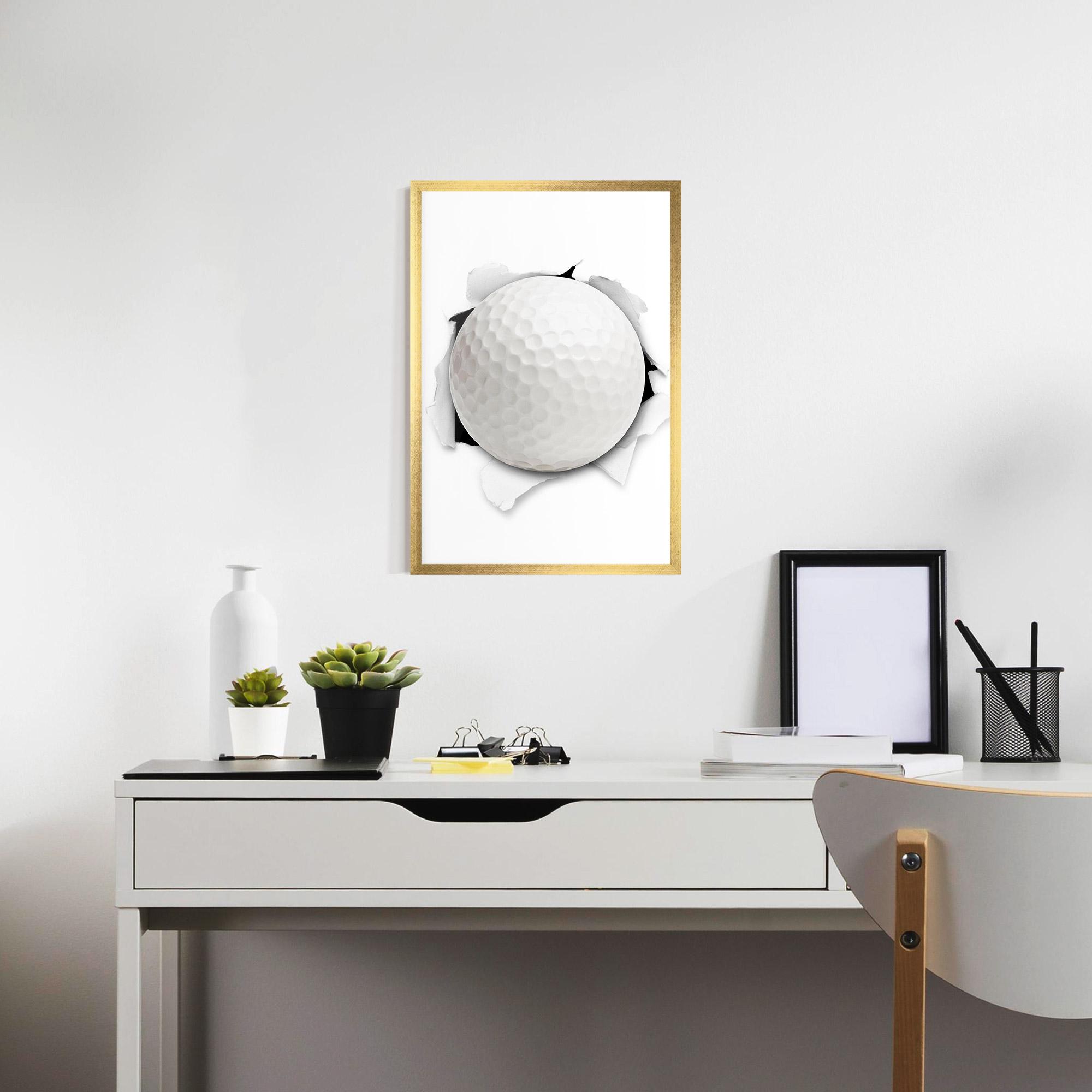 Gerahmte Poster Golf Ball Bursting Hole mockup 7