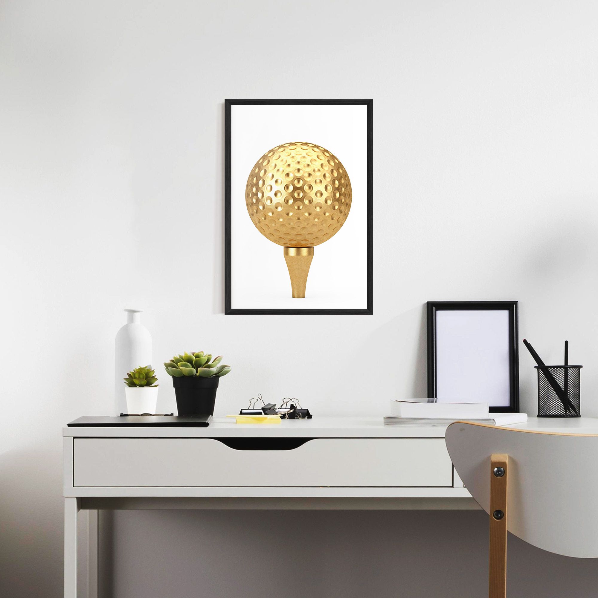 Golden Golf Ball mockup 7