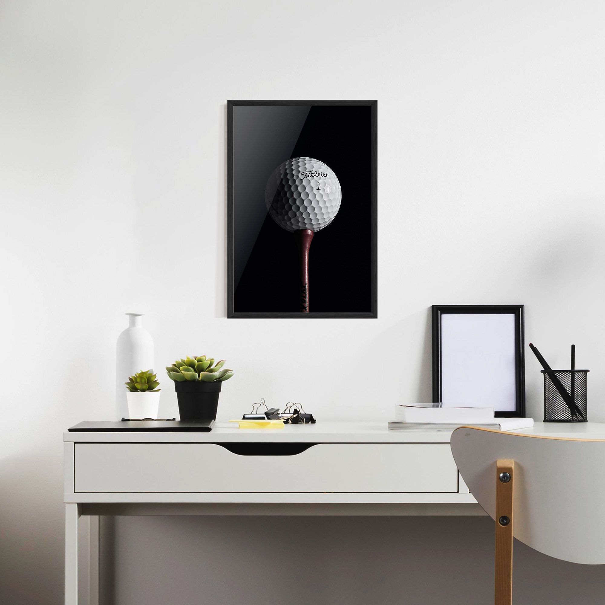 White Golf Ball On Black mockup 7