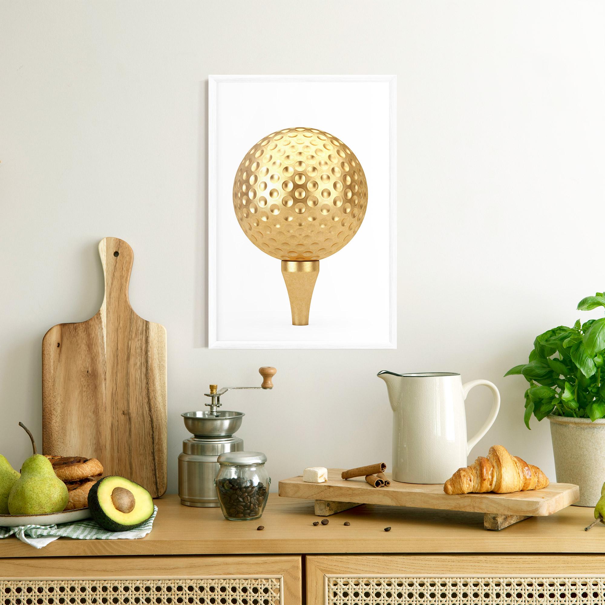 Gerahmte Poster Golden Golf Ball mockup 8