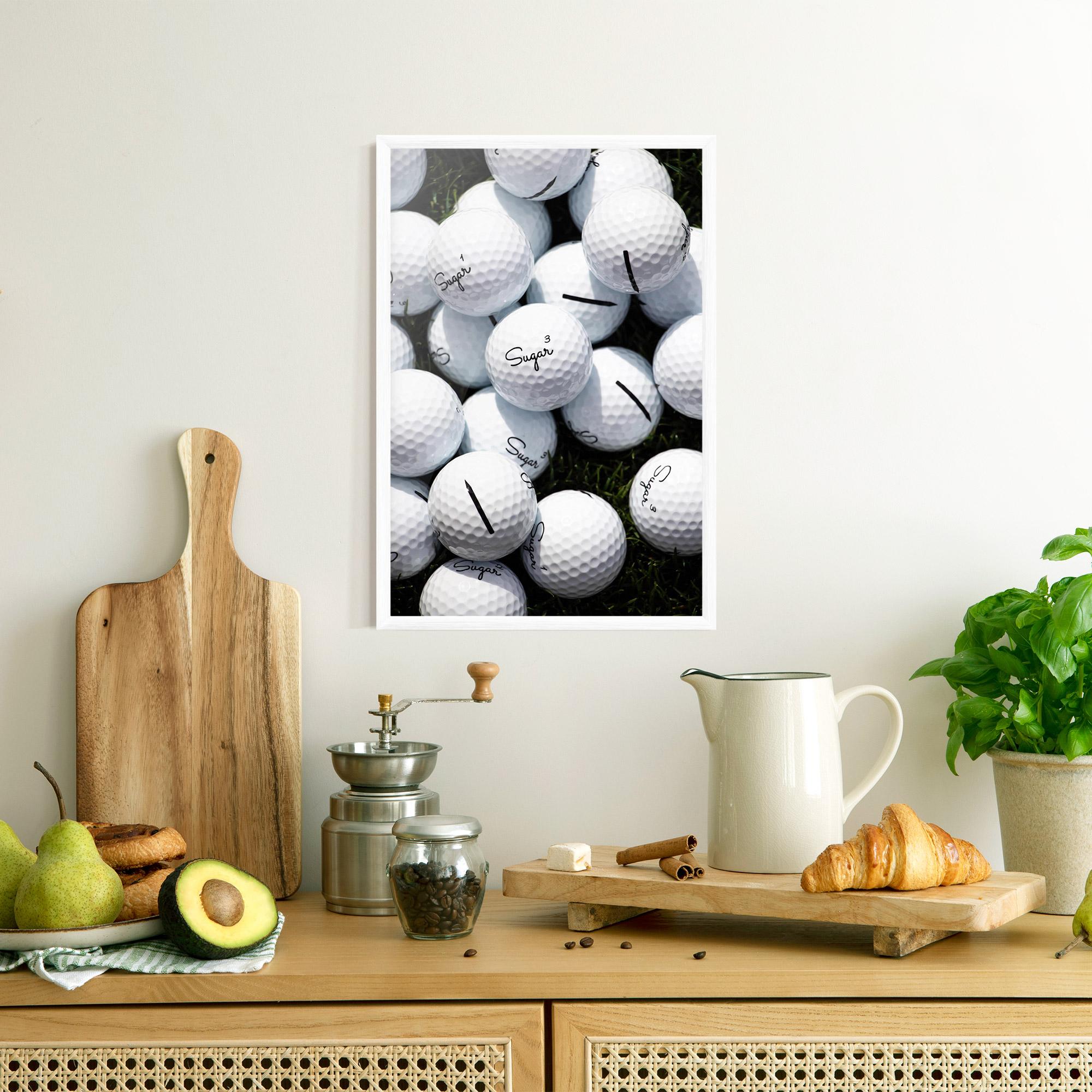 Gerahmte Poster White Sugar Golf Balls mockup 8