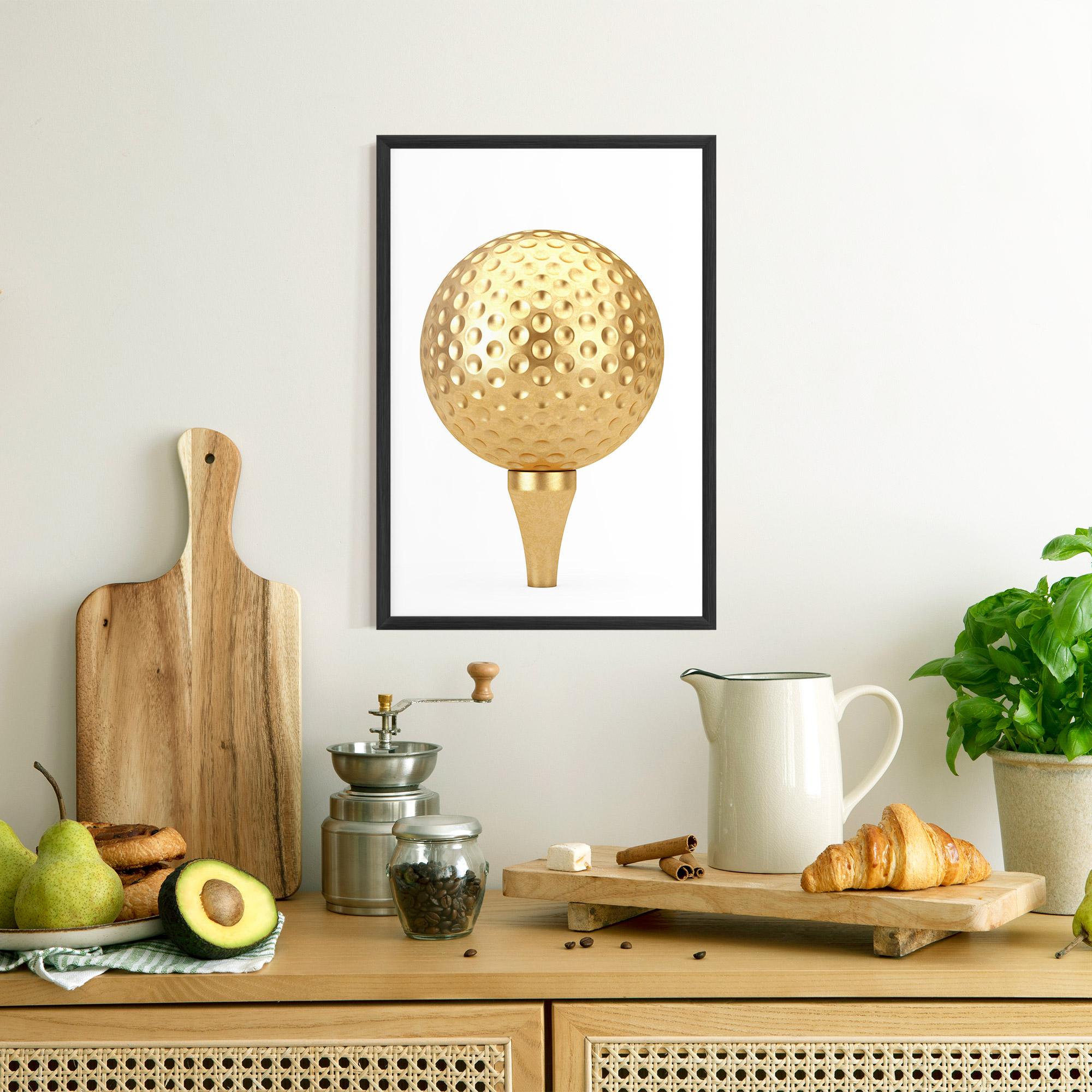 Gerahmte Poster Golden Golf Ball mockup 8