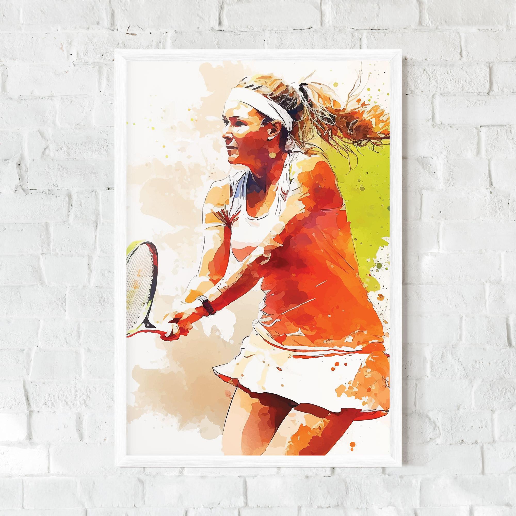 Gerahmte Poster Orange Watercolor Tennis mockup 0