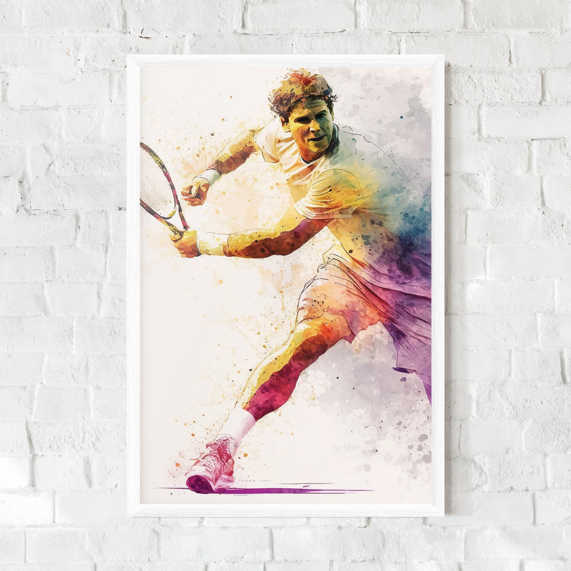 Gerahmte Poster Watercolor Tennis mockup 0