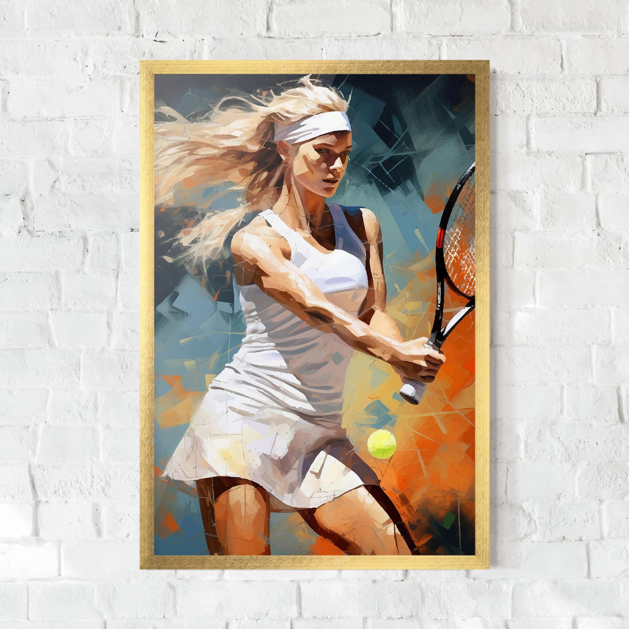 Gerahmte Poster Blonde Tennis Girl mockup 0