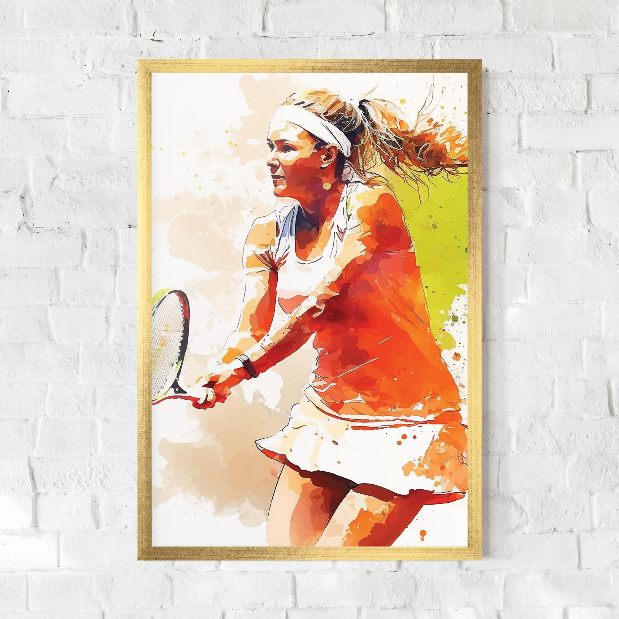 Gerahmte Poster Orange Watercolor Tennis mockup 0