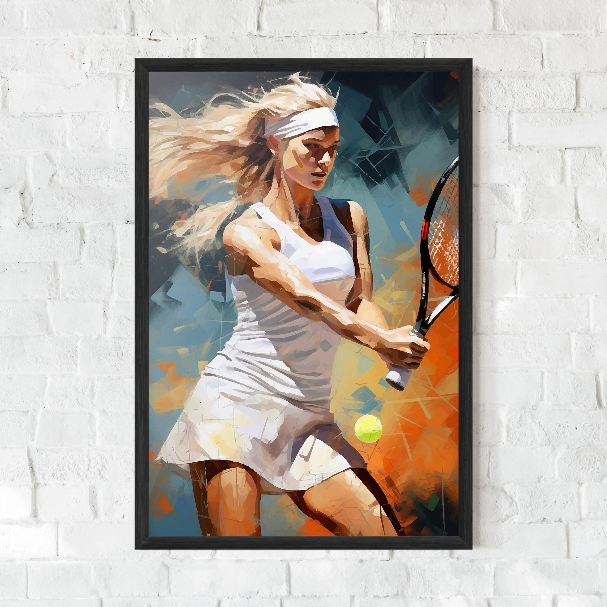 Gerahmte Poster Blonde Tennis Girl mockup 0