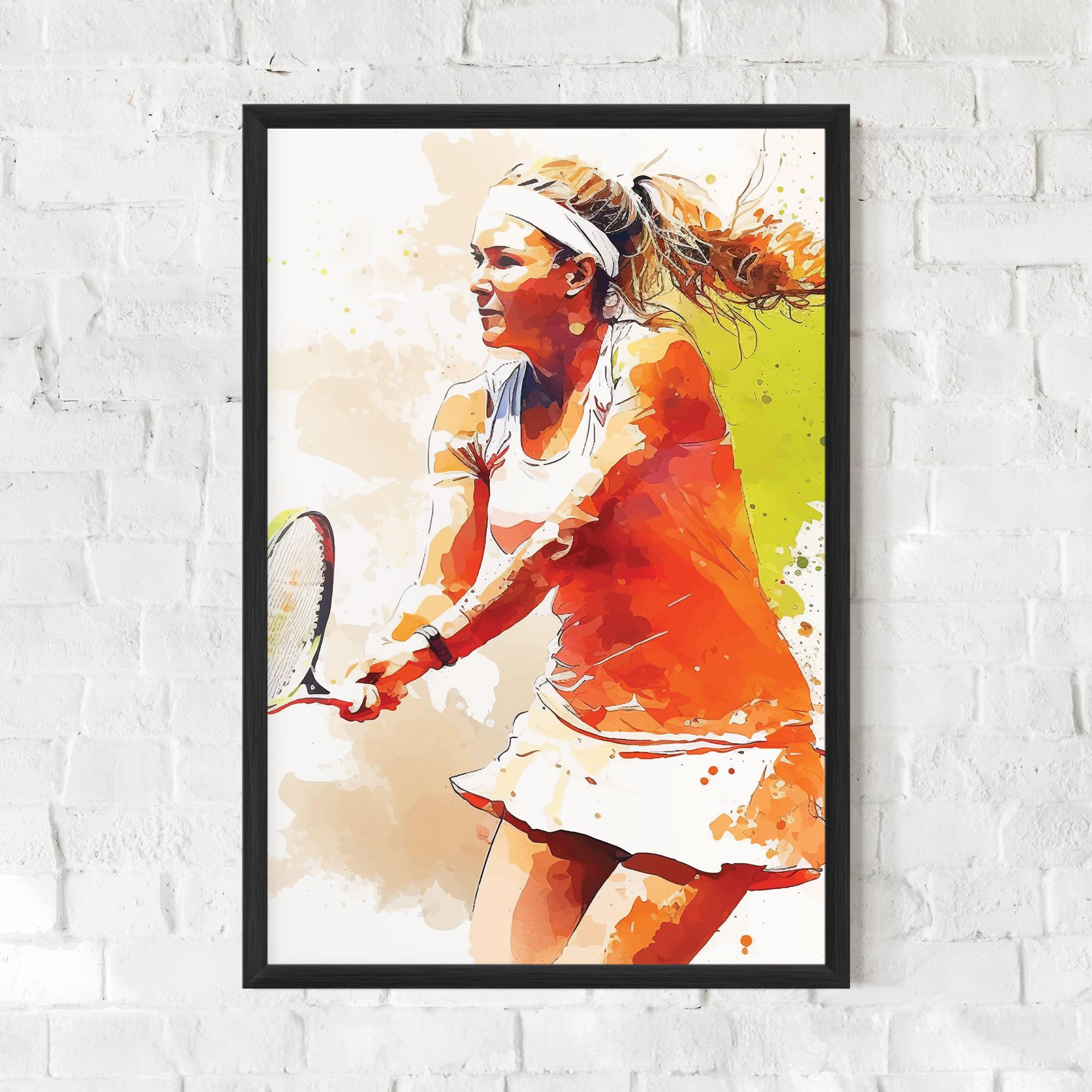 Gerahmte Poster Orange Watercolor Tennis mockup 0