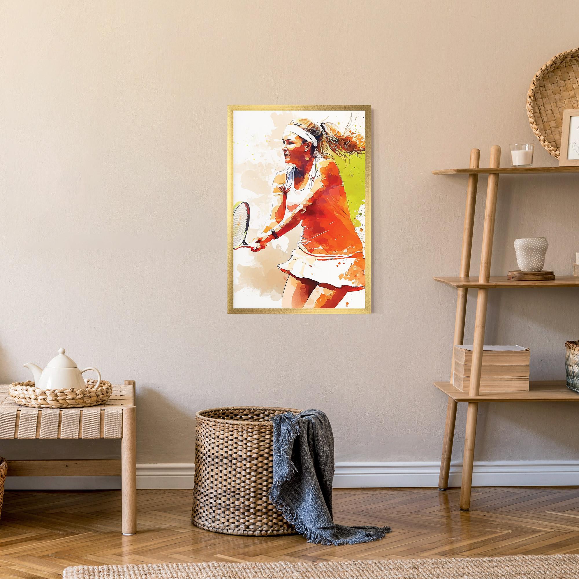 Gerahmte Poster Orange Watercolor Tennis mockup 9
