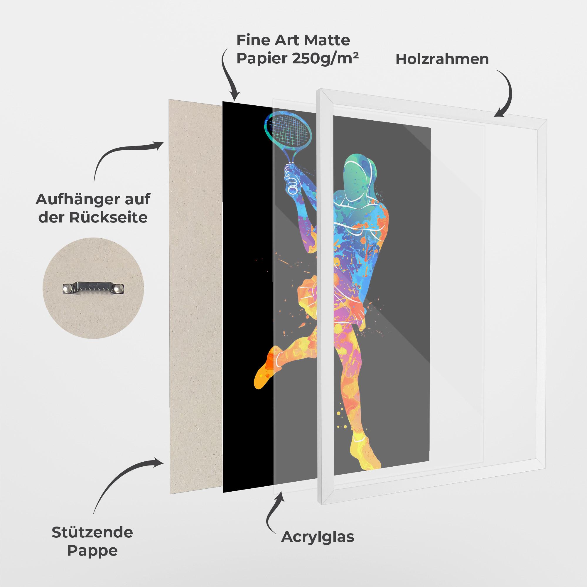 Gerahmte Poster Blue Orange Tennis mockup 1