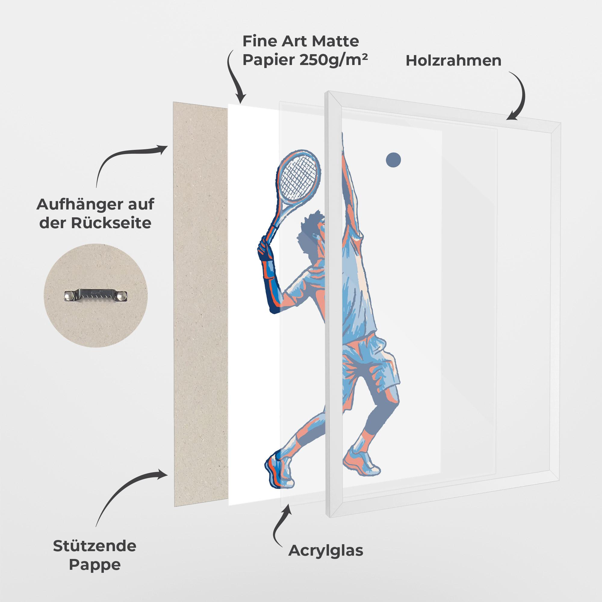 Gerahmte Poster Blue Red Tennis mockup 1