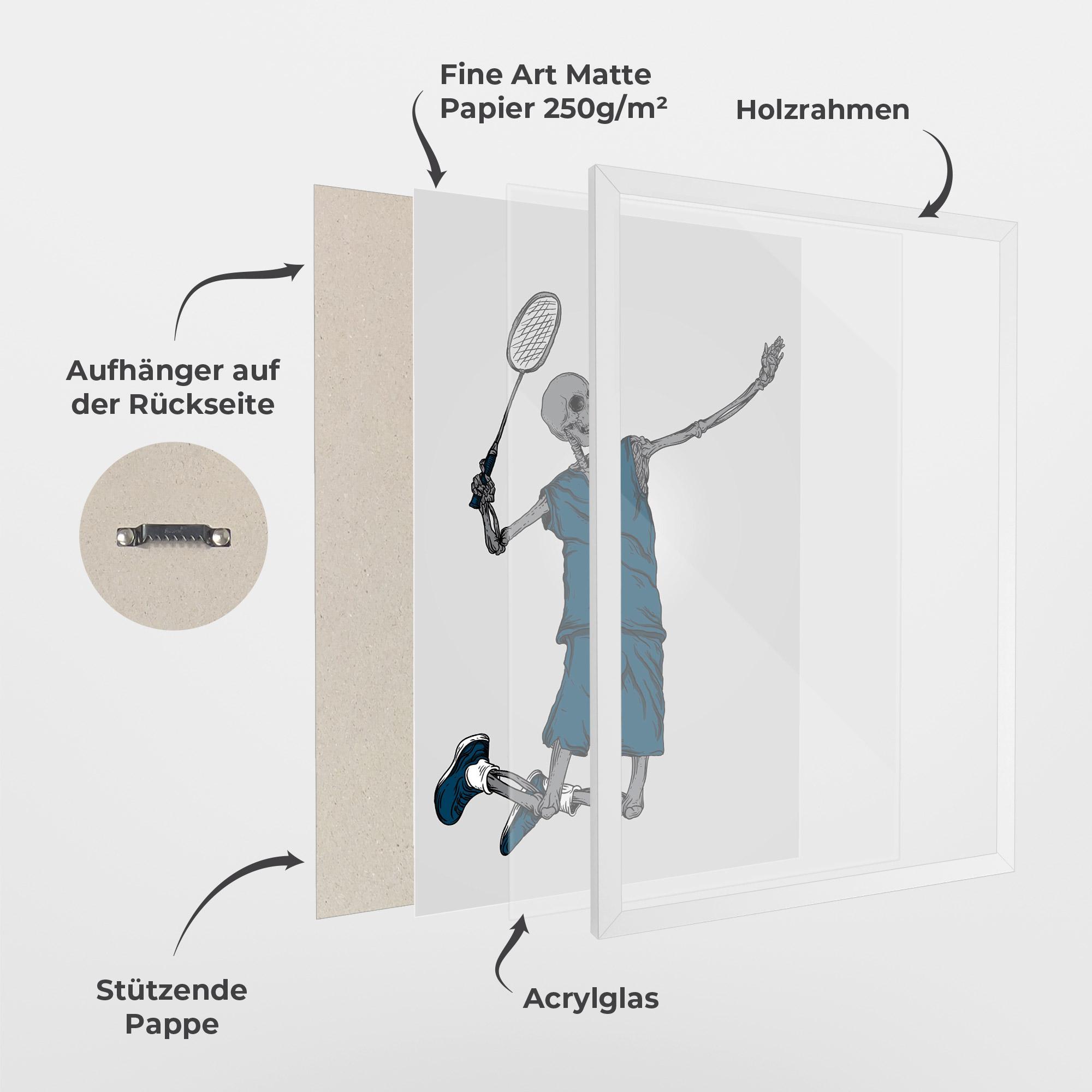 Gerahmte Poster Blue Skull Tennis mockup 1